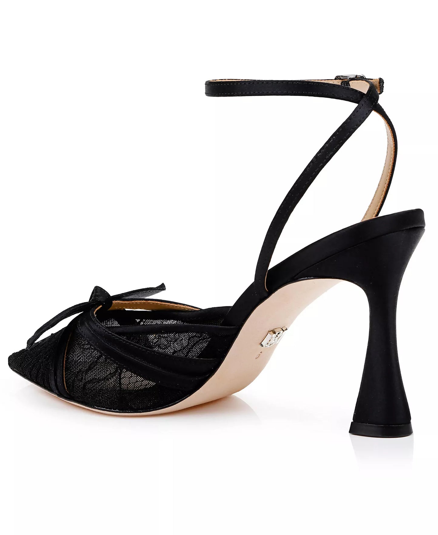 Badgley Mischka Women's Josie Pointed Toe Pumps  Black Satin Size 6.5