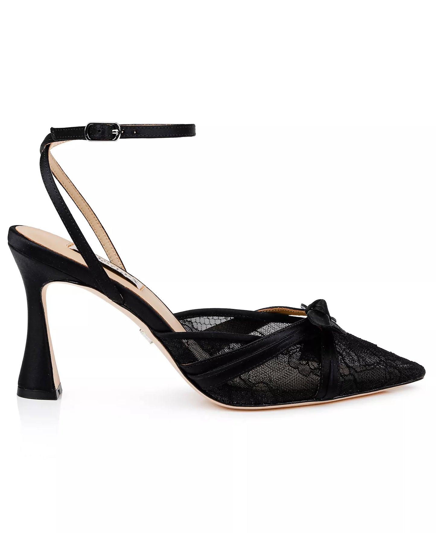 Badgley Mischka Women's Josie Pointed Toe Pumps  Black Satin Size 6.5