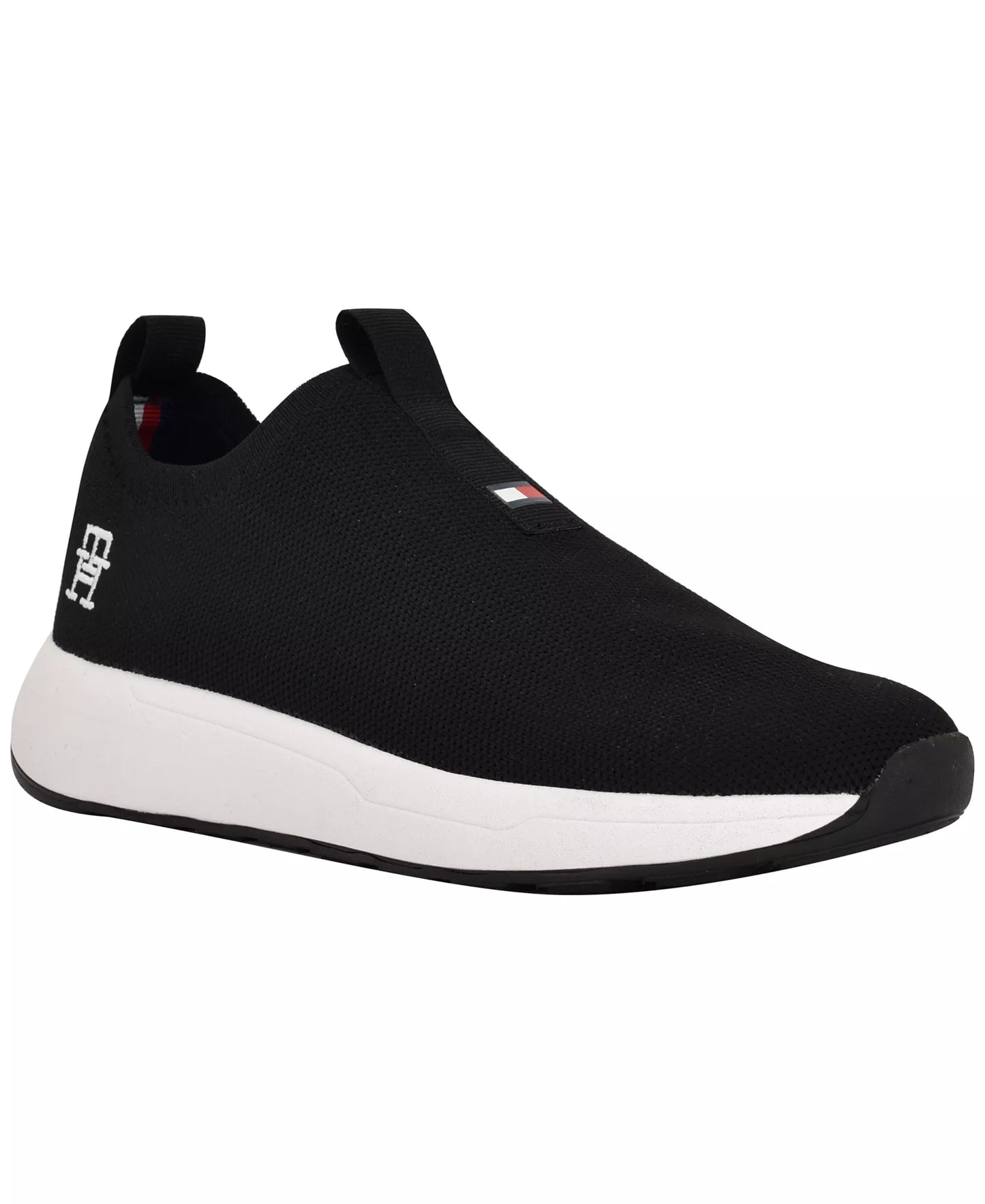 Tommy Hilfiger Women's Ada Lightweight Knit Slip-On Sneakers  Black/White Size 8