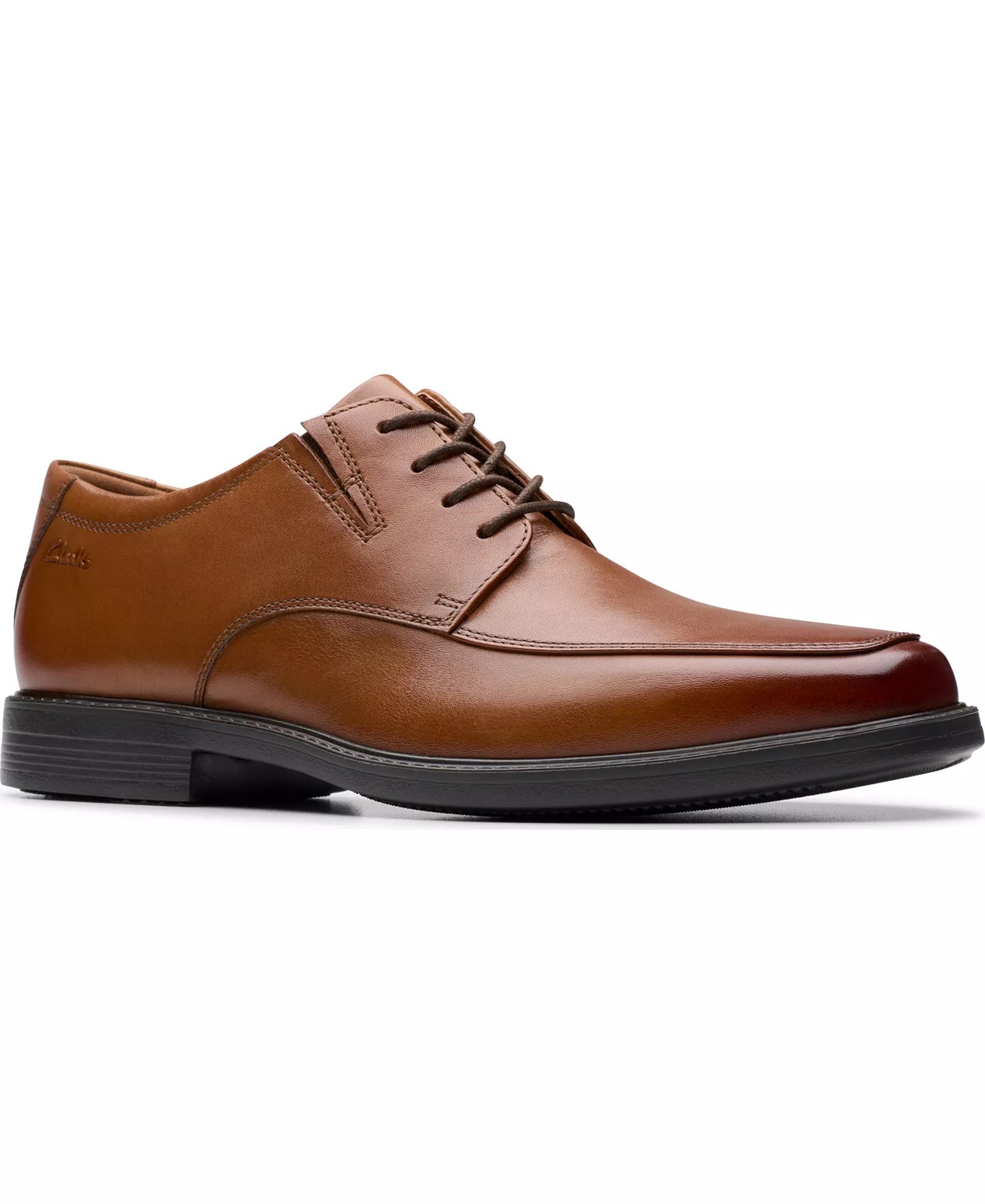 Clarks Men's Cosgrove Apron Dress Shoes  Dark Tan Leather Size 8W
