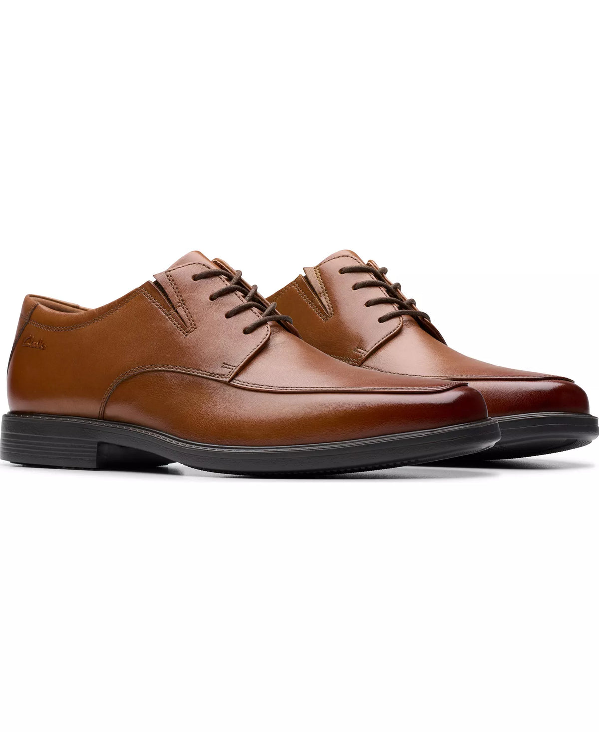 Clarks Men's Cosgrove Apron Dress Shoes  Dark Tan Leather Size 8W