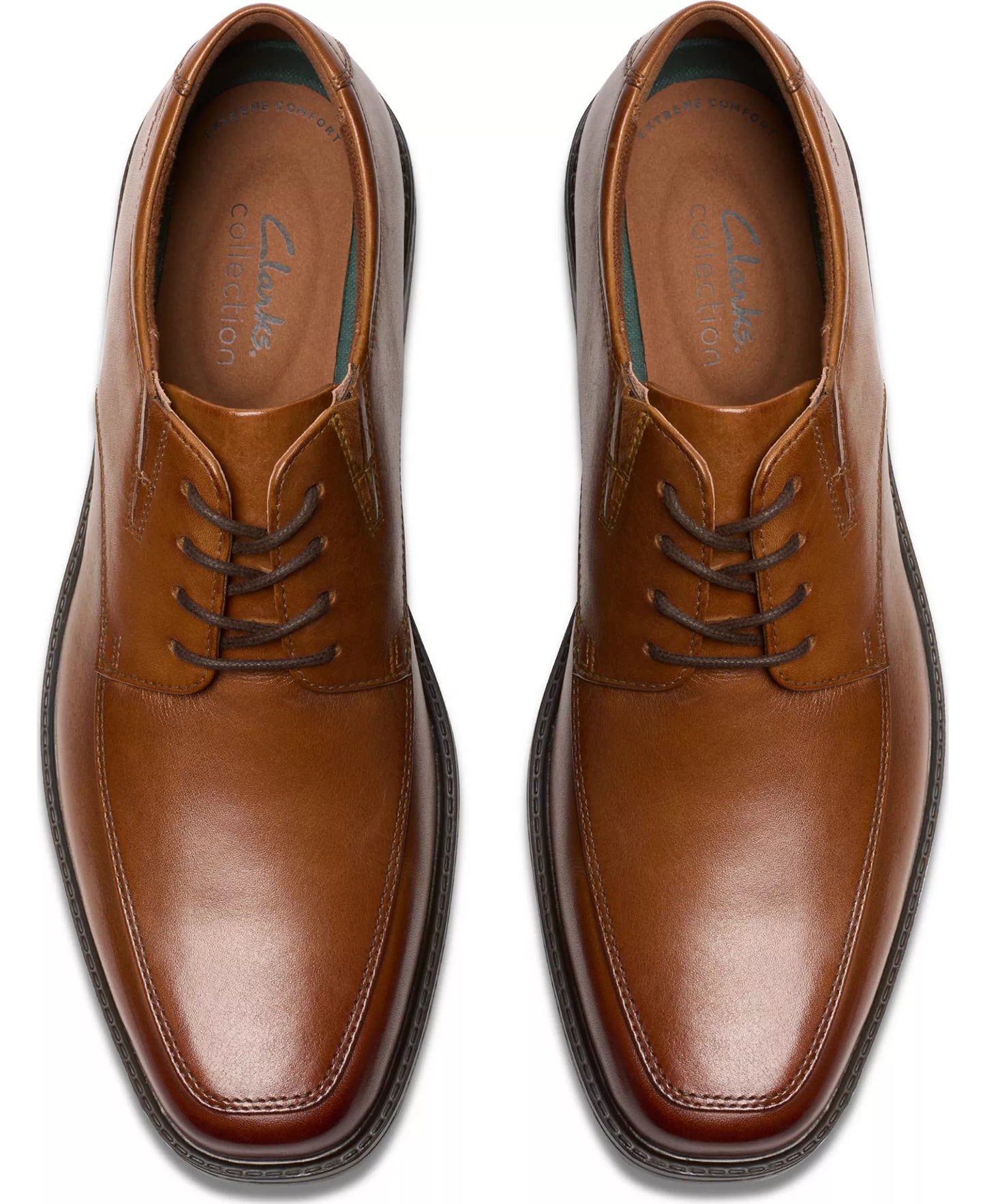 Clarks Men's Cosgrove Apron Dress Shoes  Dark Tan Leather Size 8W