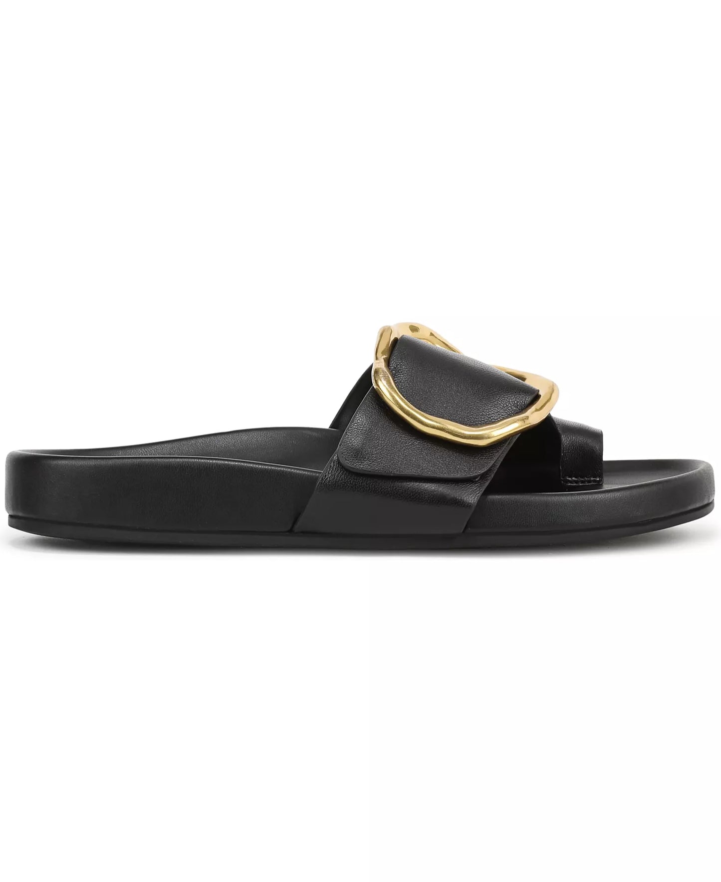 Franco Sarto Women's Brianka Slide Sandals   Black Leather Size 7.5