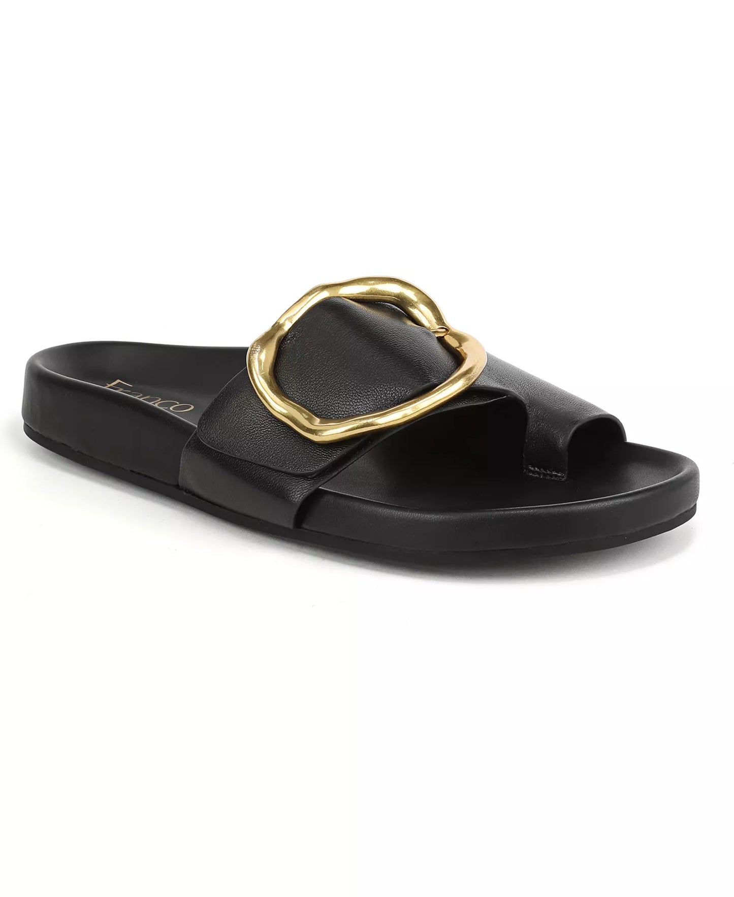 Franco Sarto Women's Brianka Slide Sandals   Black Leather Size 7.5