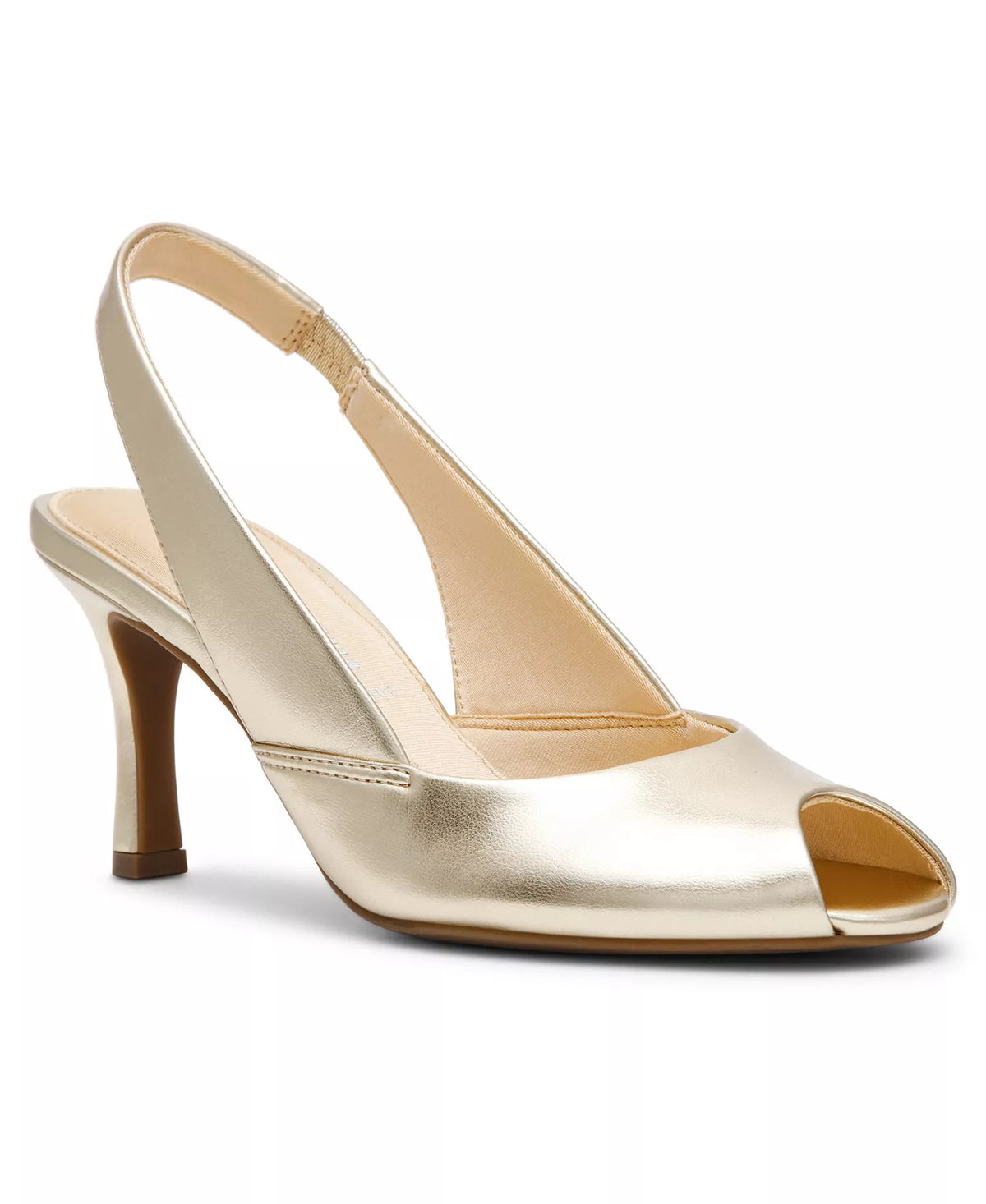 Anne Klein Women's Jovi Peep Toe Slingback Pumps  Gold Size 7