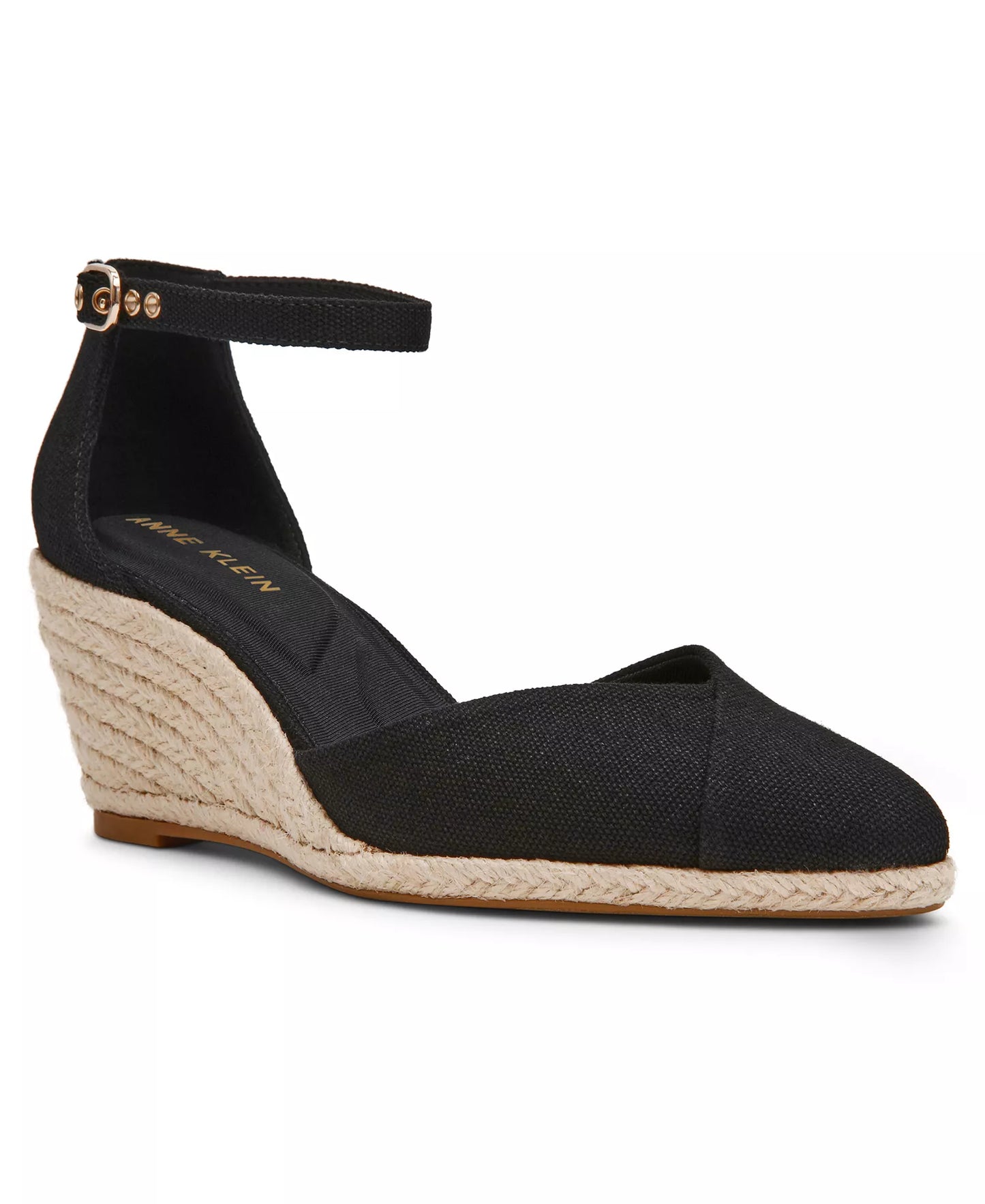 Anne Klein Women's Wilmott Closed Toe Wedge Espadrilles  Black Size 7