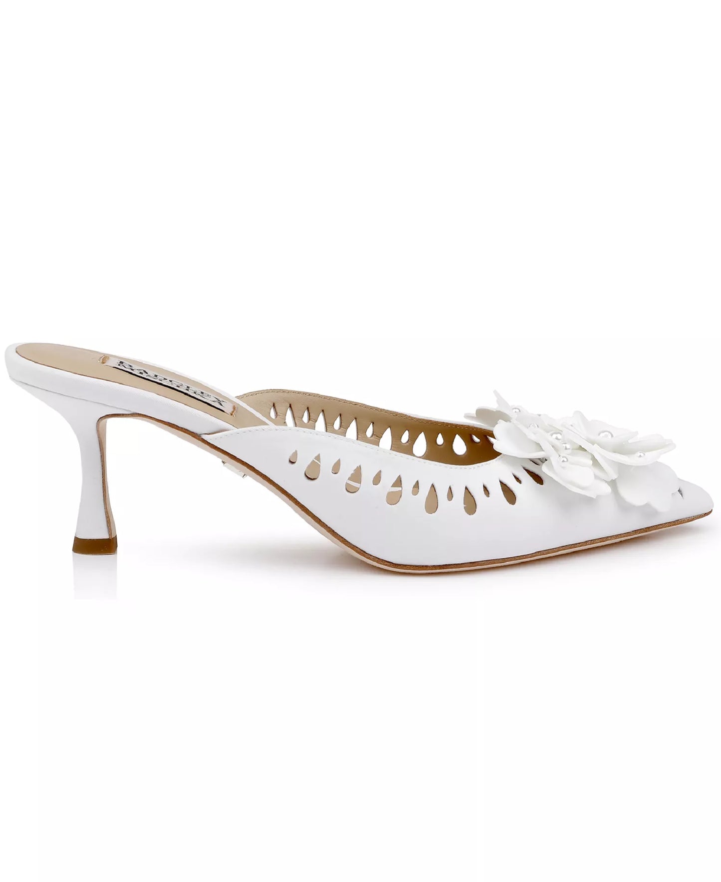 Badgley Mischka Women's Oriana Pointed Toe Stiletto Heel Mules   White Size 5.5