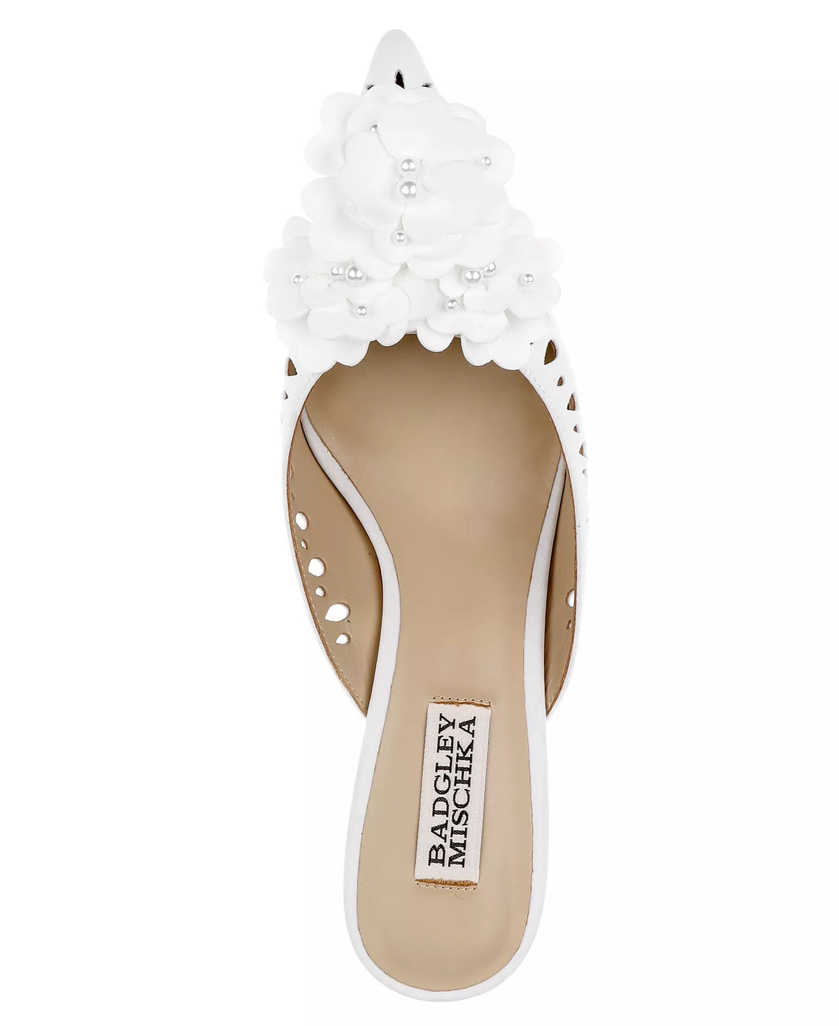 Badgley Mischka Women's Oriana Pointed Toe Stiletto Heel Mules   White Size 5.5