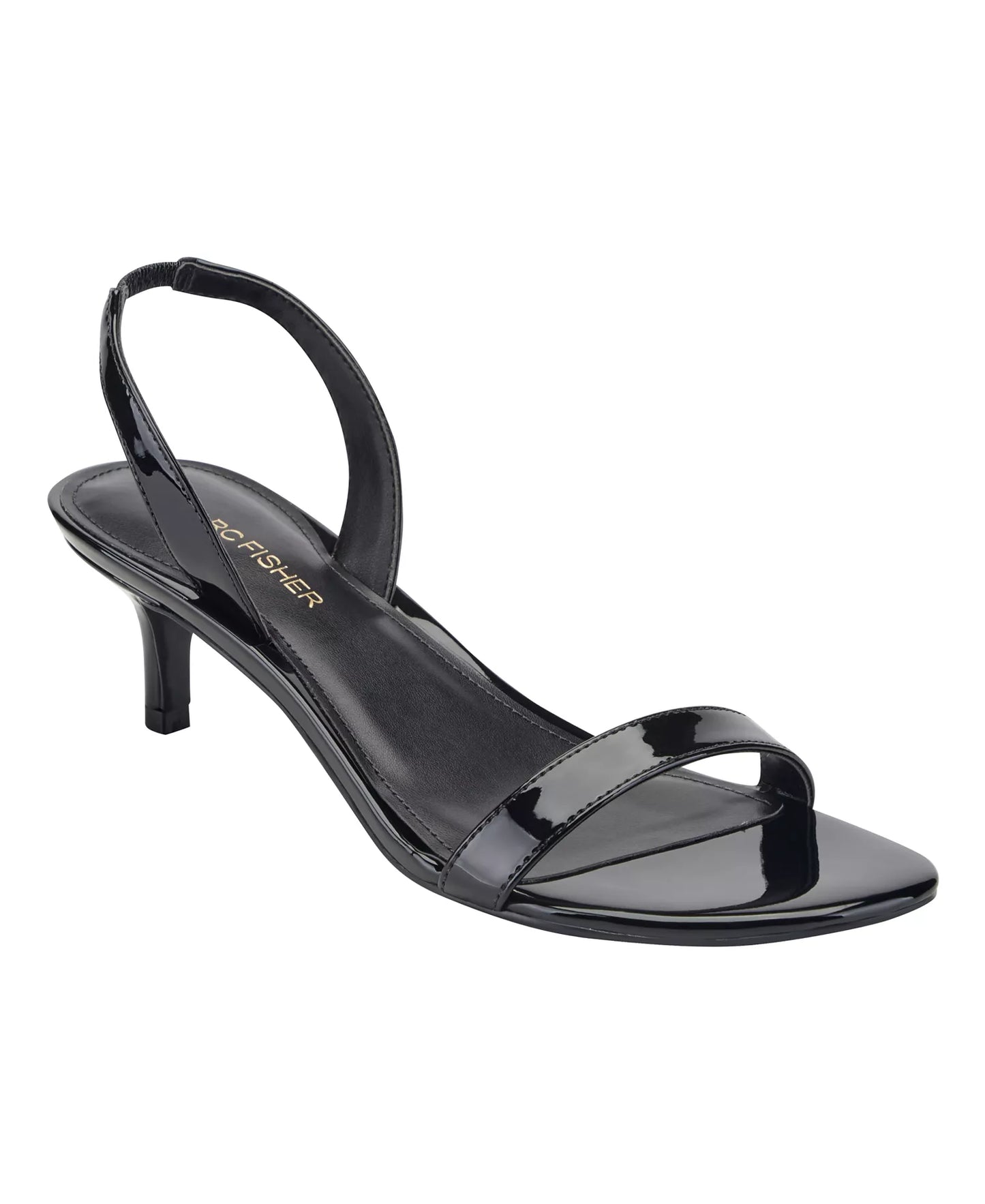 Marc Fisher Women's Salla Slingback Kitten Heel Dress Sandals  Black Patent Size 8