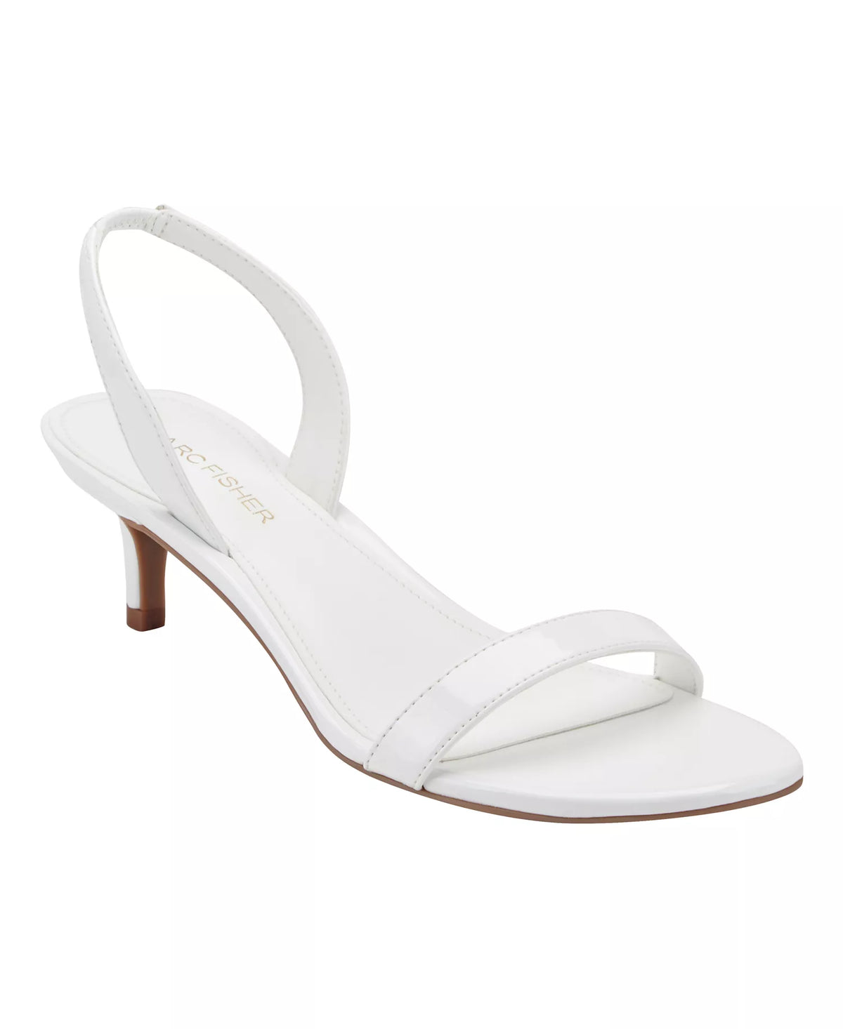 Marc Fisher Women's Salla Slingback Kitten Heel Dress Sandals  White Patent Size 9
