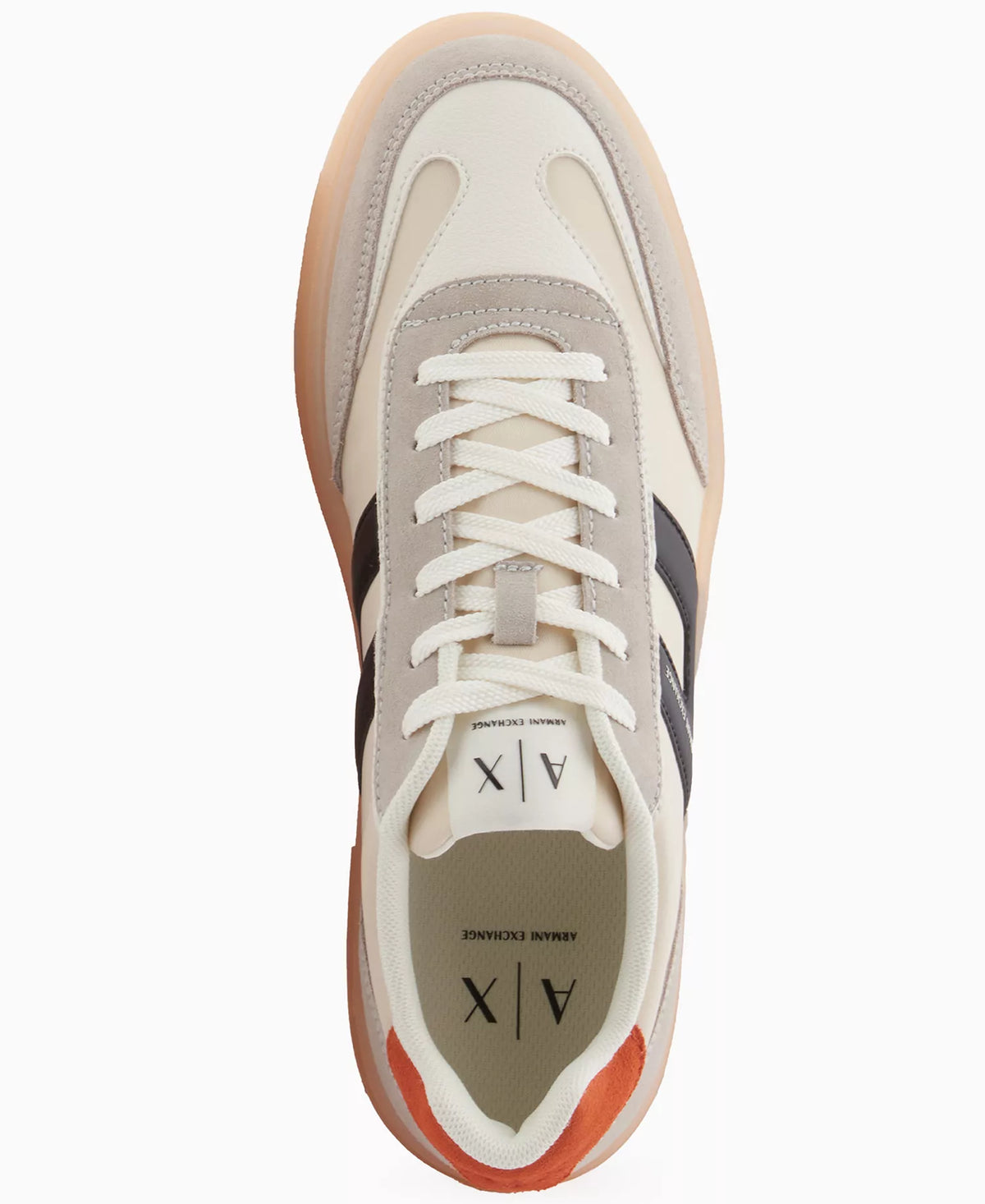 AX Armani Exchange Men's Suede London Lace-Up Sneakers  Off White/Orange/Gray Size 13