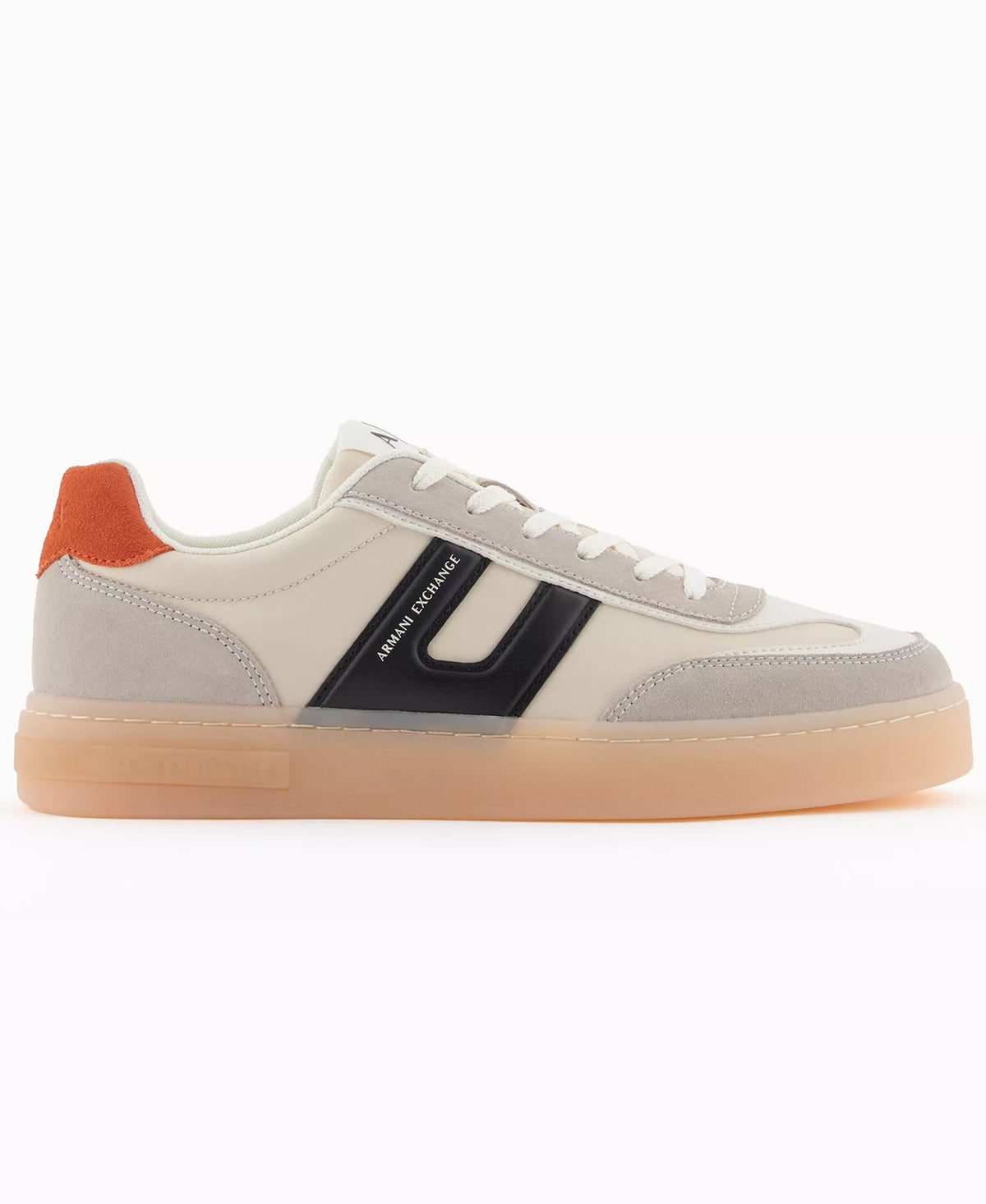AX Armani Exchange Men's Suede London Lace-Up Sneakers  Off White/Orange/Gray Size 13