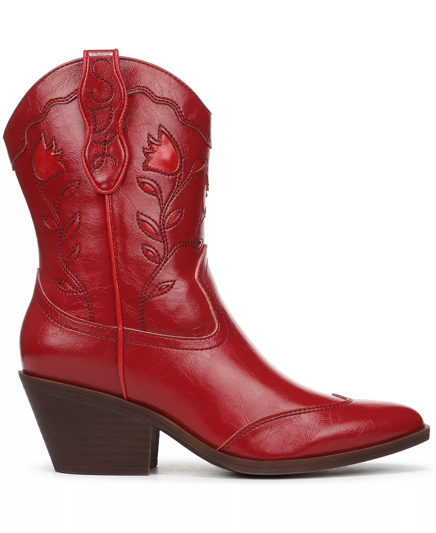 Sam & Libby Women's Flash Block Heel Western Booties  Red Size 6