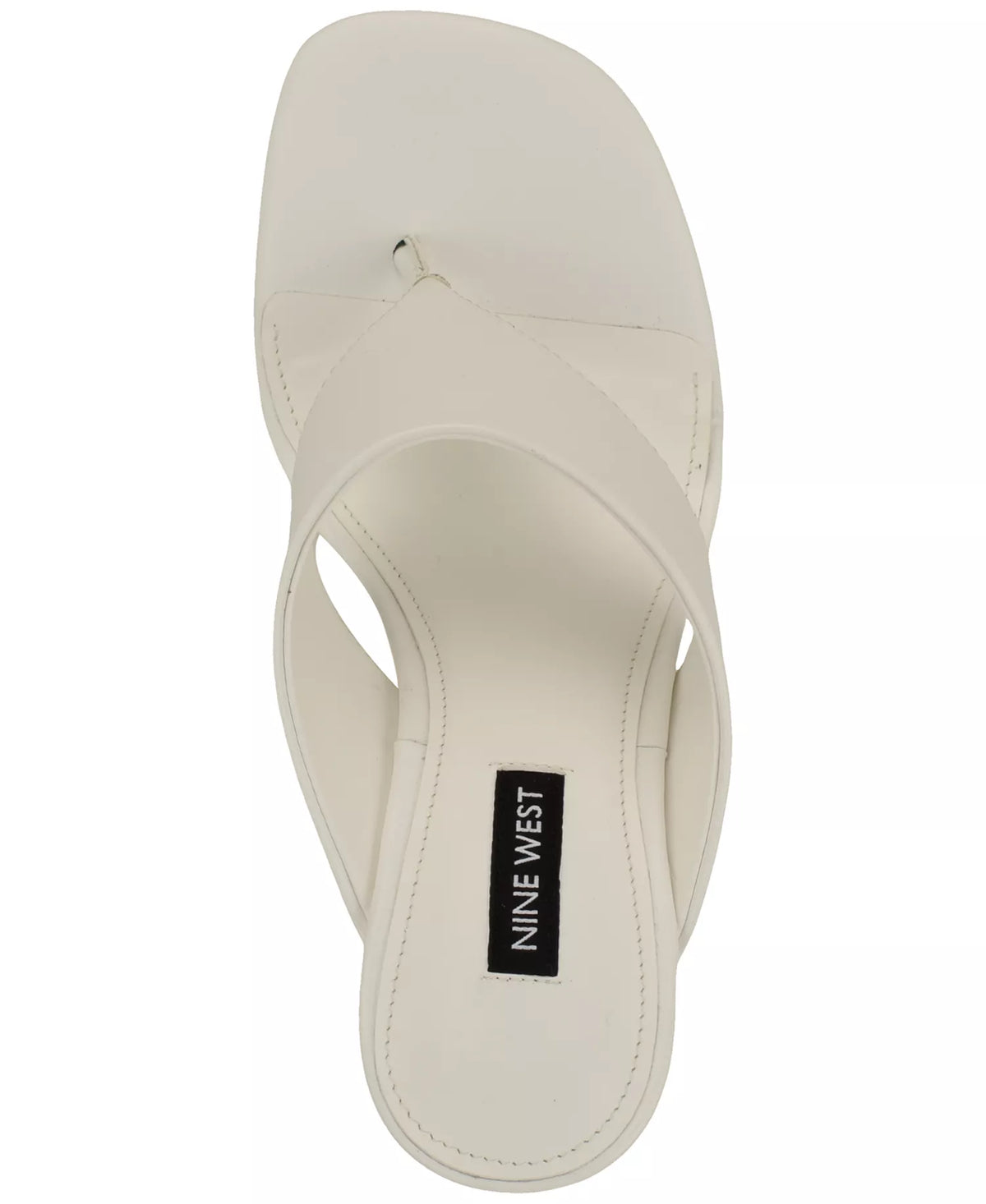 Nine West Women's Presa Square Toe Slip-On Wedge Sandals  White/Gold Size 7.5