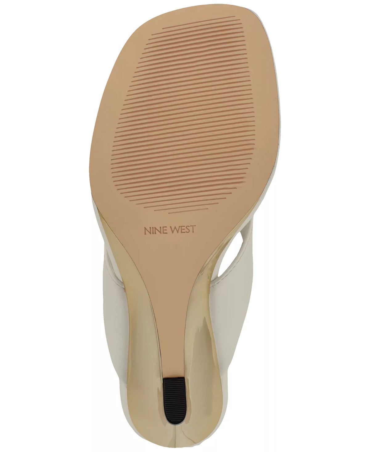 Nine West Women's Presa Square Toe Slip-On Wedge Sandals  White/Gold Size 7.5