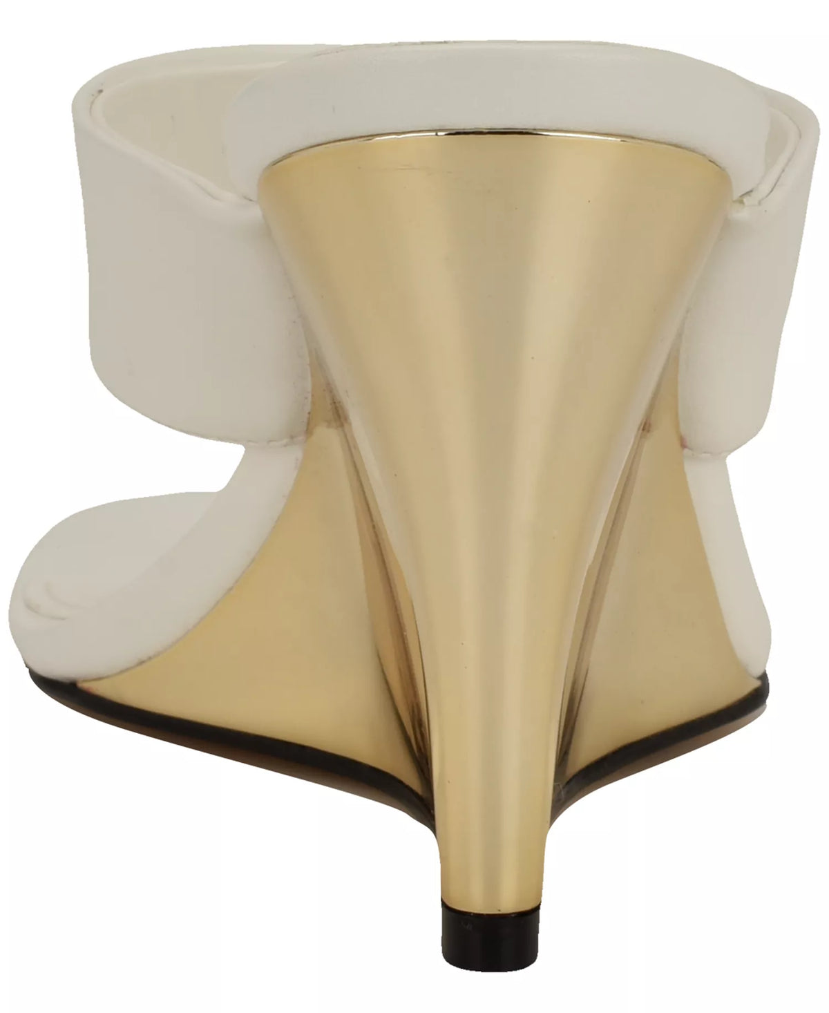 Nine West Women's Presa Square Toe Slip-On Wedge Sandals  White/Gold Size 7.5