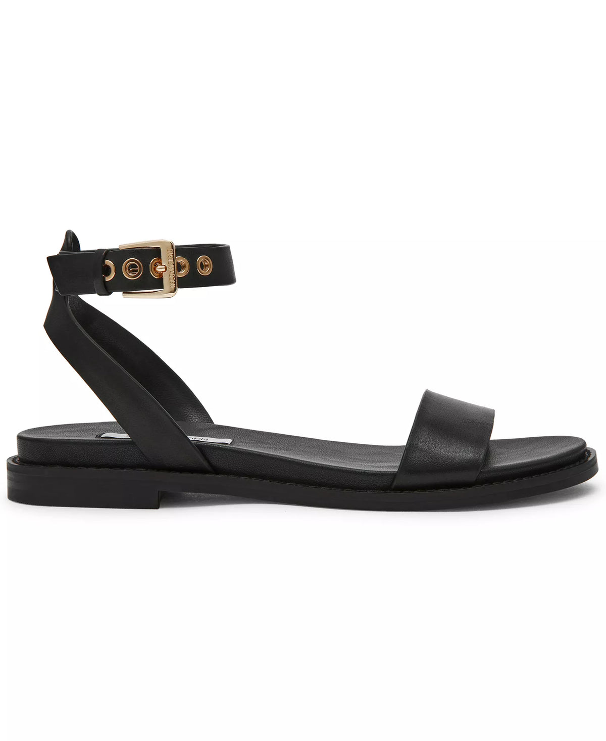 Steve Madden Women's Dandi Round Toe Flat Sandals  Black Size 5