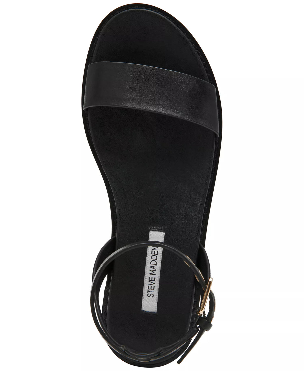 Steve Madden Women's Dandi Round Toe Flat Sandals  Black Size 5