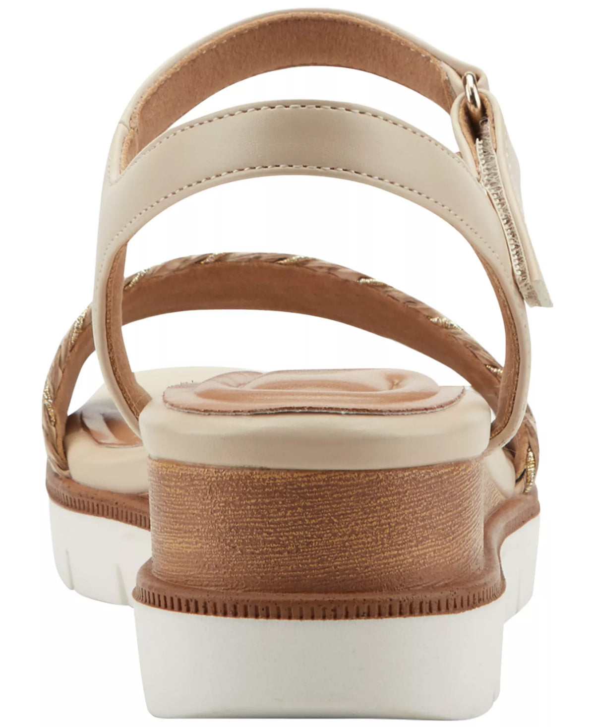 Easy Spirit Women's Edythe Woven Wedge Sandals  Soft Cream/Gold Size 9.5