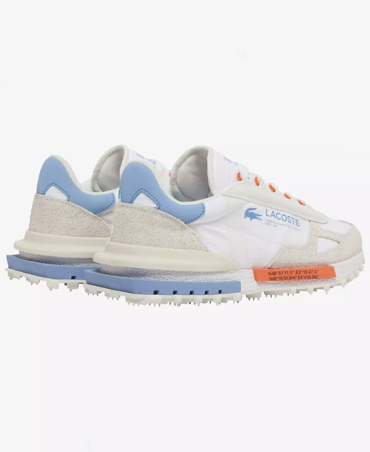Lacoste Men's Elite Active Lace-Up Sneakers   White/Blue Size 9