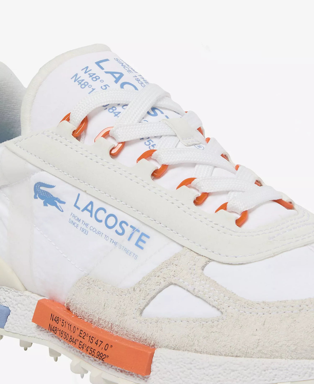 Lacoste Men's Elite Active Lace-Up Sneakers   White/Blue Size 9