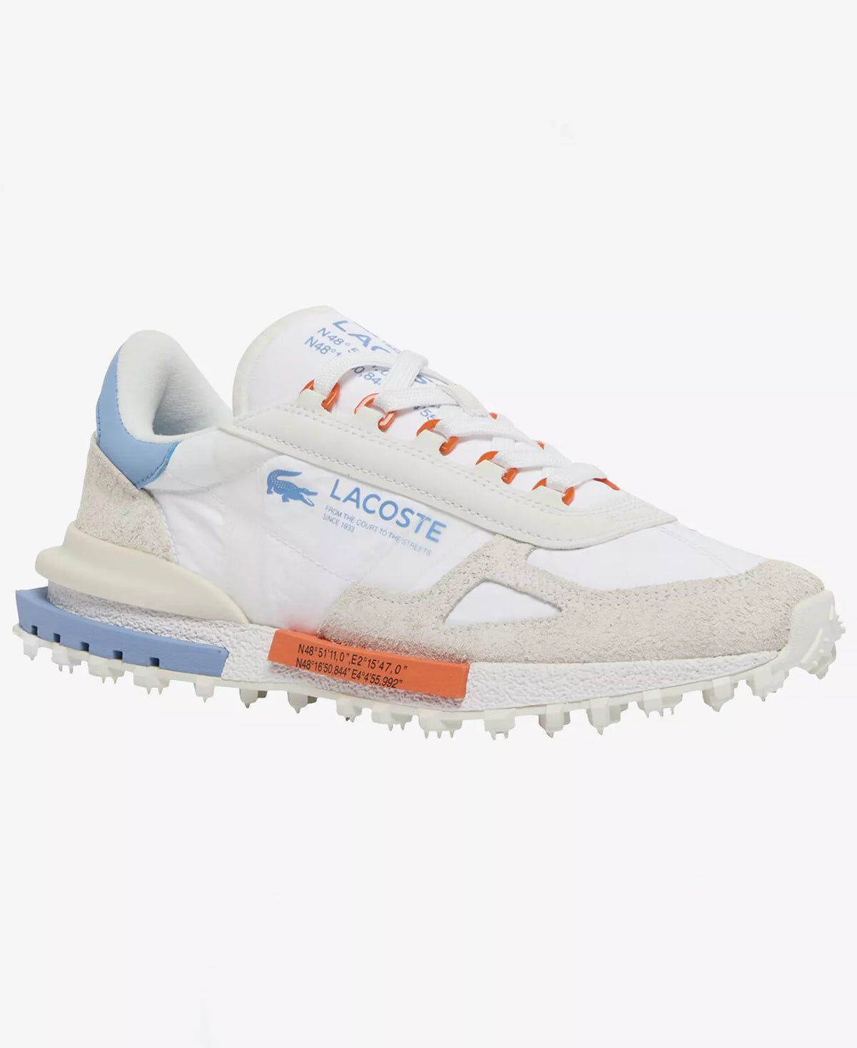 Lacoste Men's Elite Active Lace-Up Sneakers   White/Blue Size 9