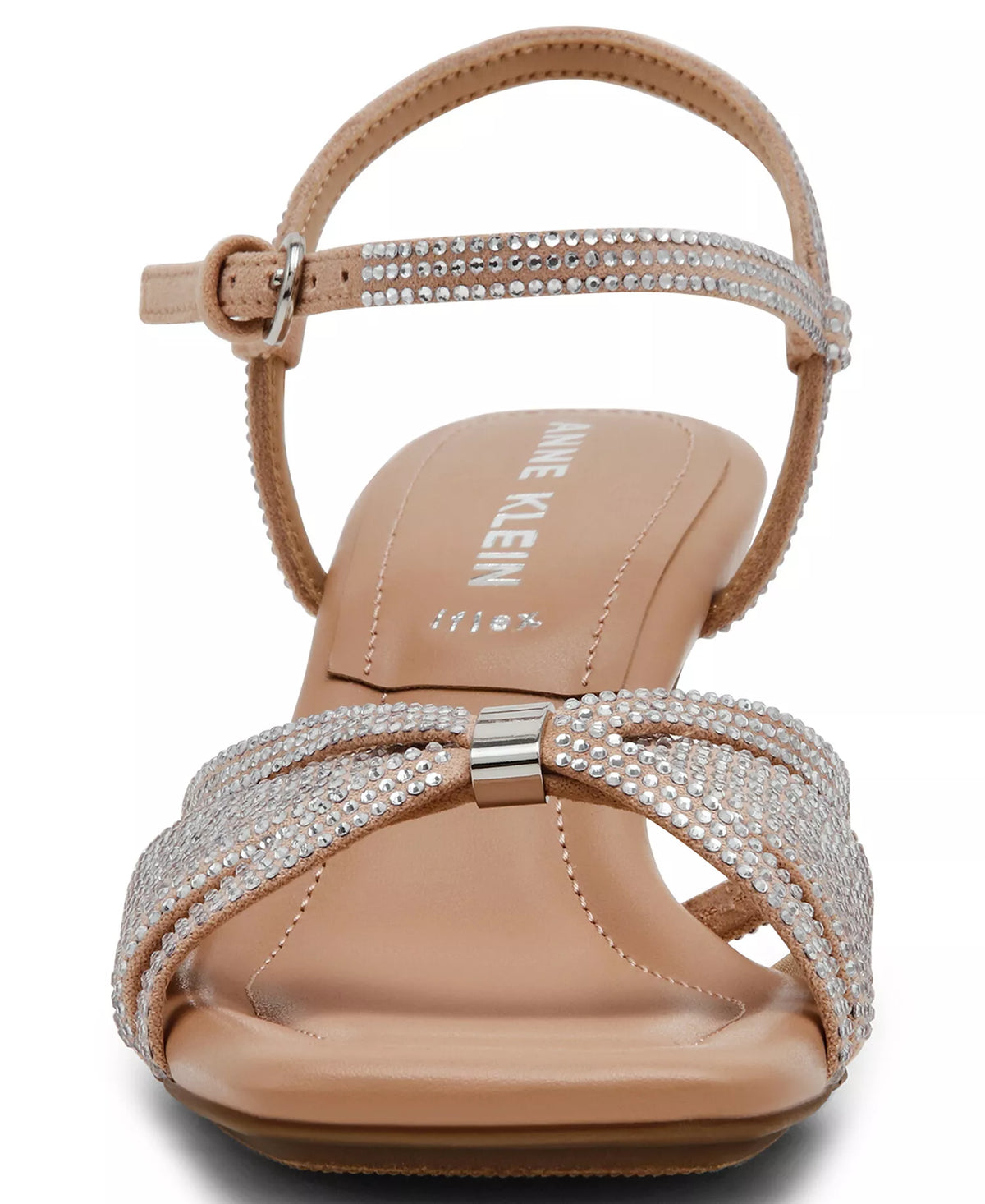 Anne Klein Women's Jelena-C Embellished Strappy Dress Sandals  Nude Crystal Size 10