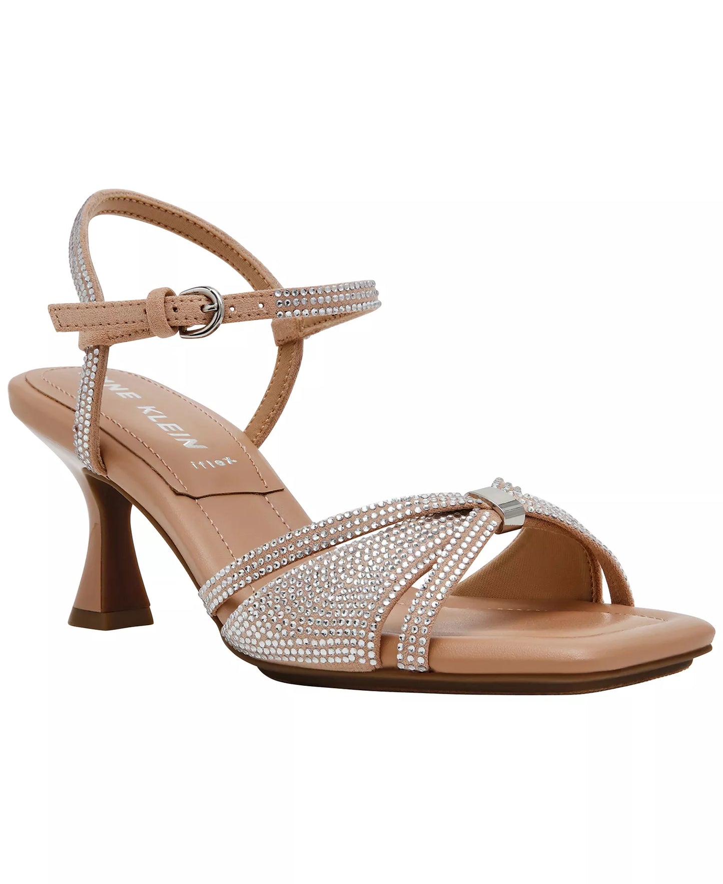 Anne Klein Women's Jelena-C Embellished Strappy Dress Sandals  Nude Crystal Size 10
