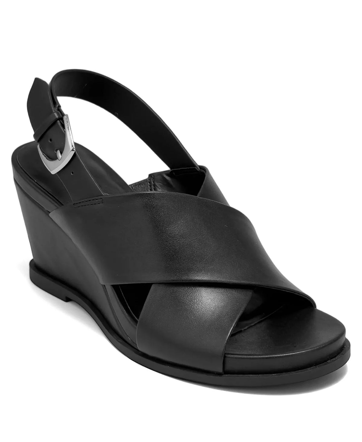 Aerosoles Women's Dayonara Open Toe Wedge Sandals  Black Size 8.5