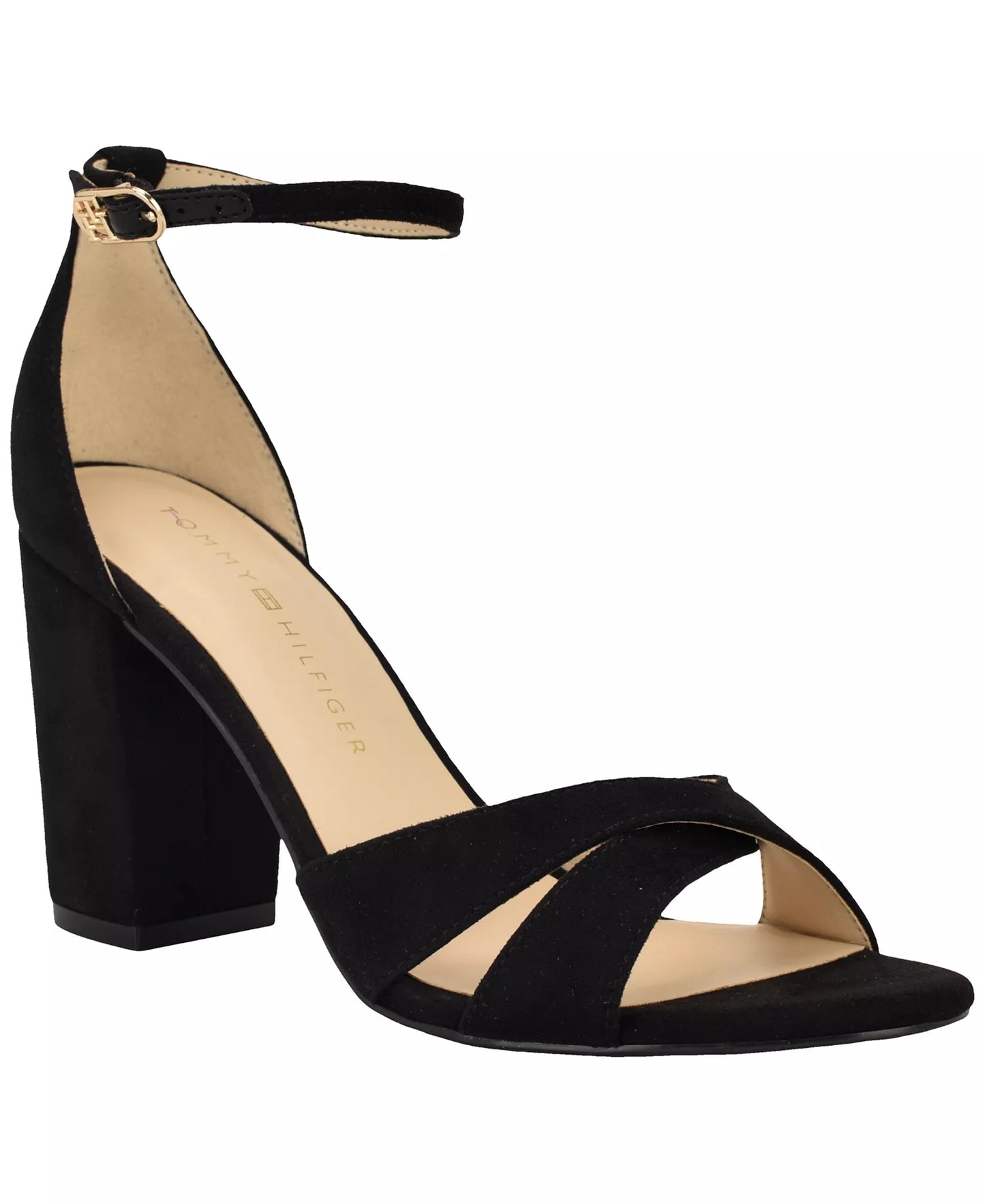Tommy Hilfiger Women's Zuline High Block Heel Dress Sandals  Black Size 7.5