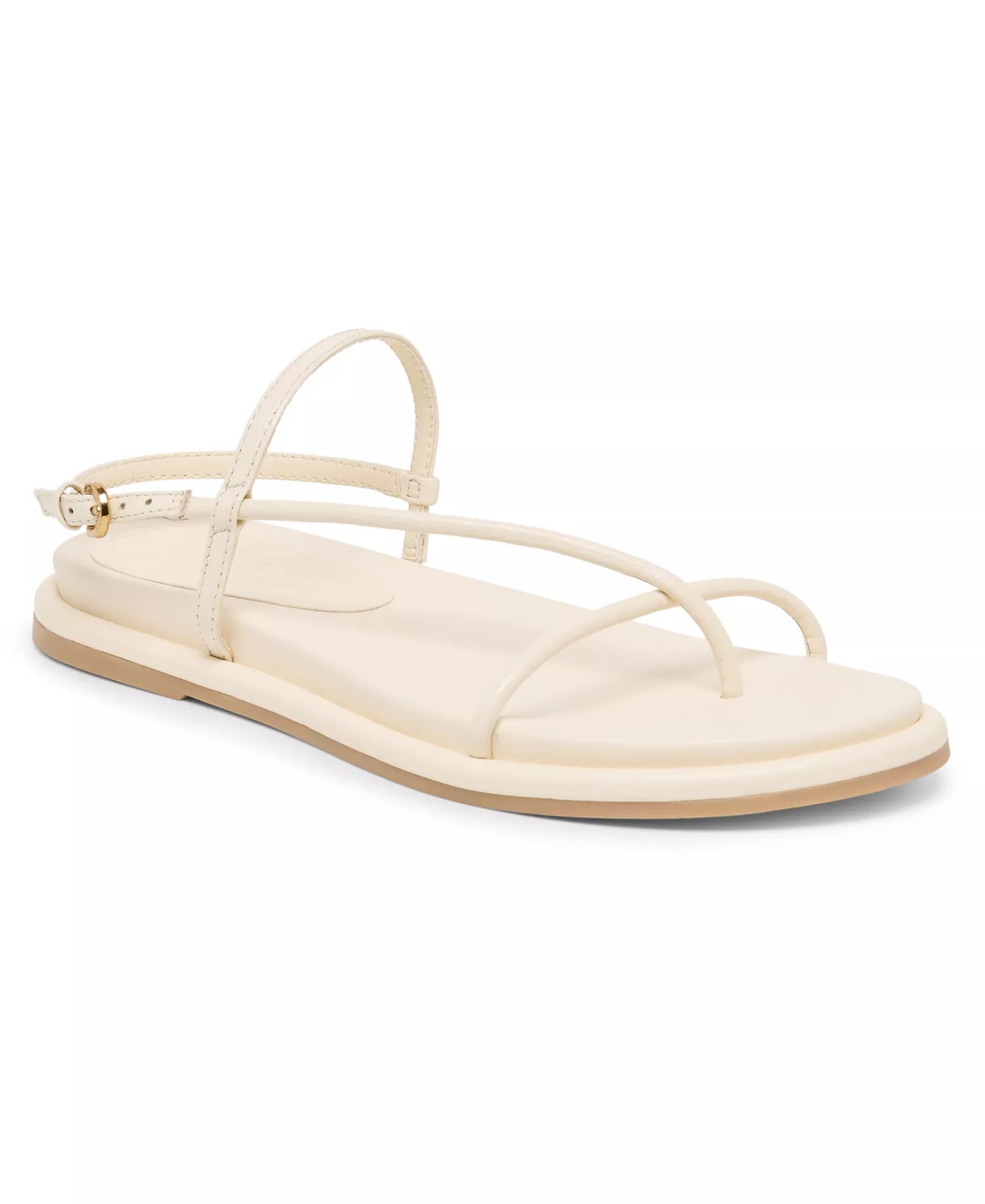 Dolce Vita Women's Dom Strappy Round Toe Footbed Sandals  Off White Leather Size 8