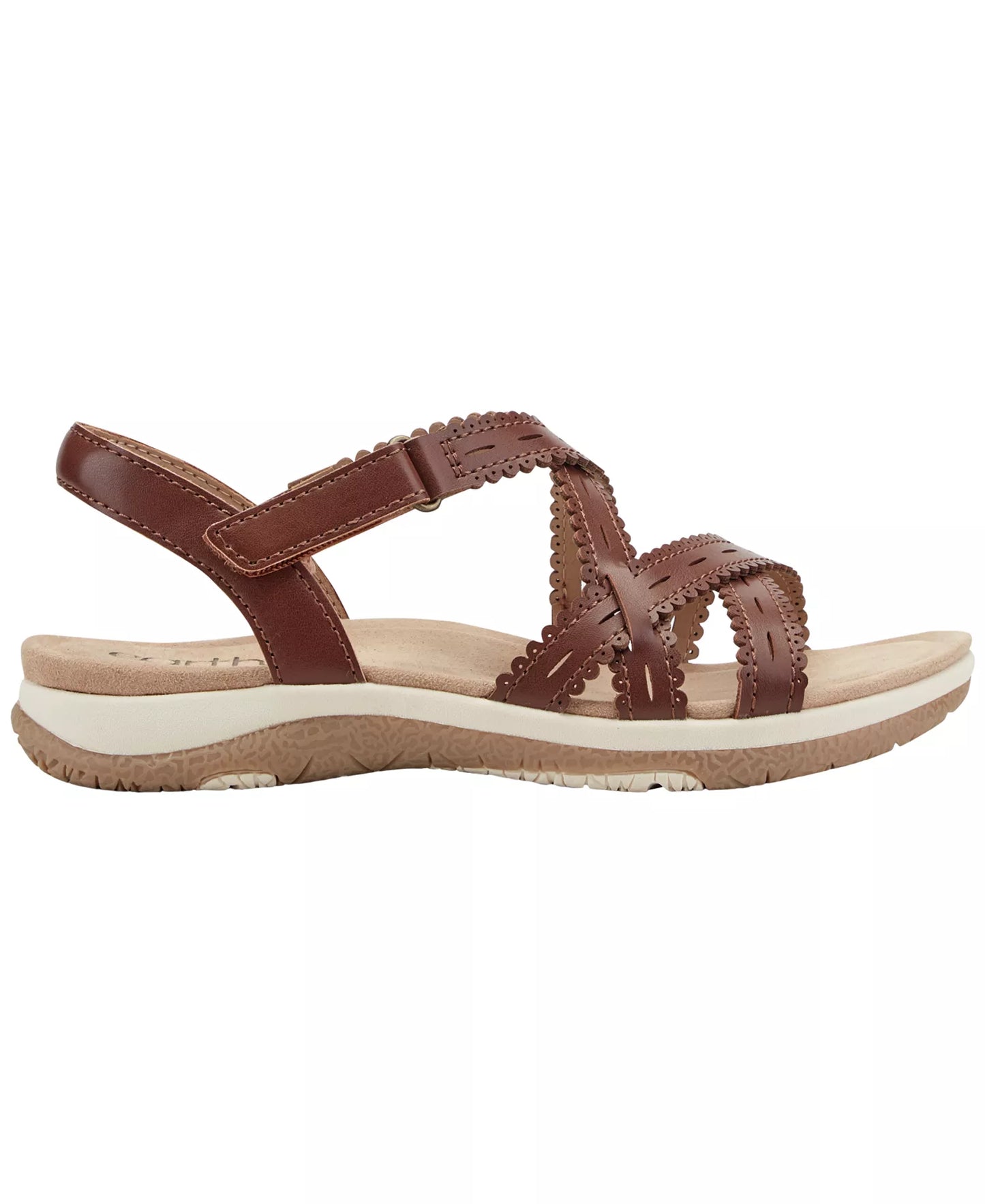 Earth Women's Sanetra Strappy Flat Sandals  Dark Cognac Size 12