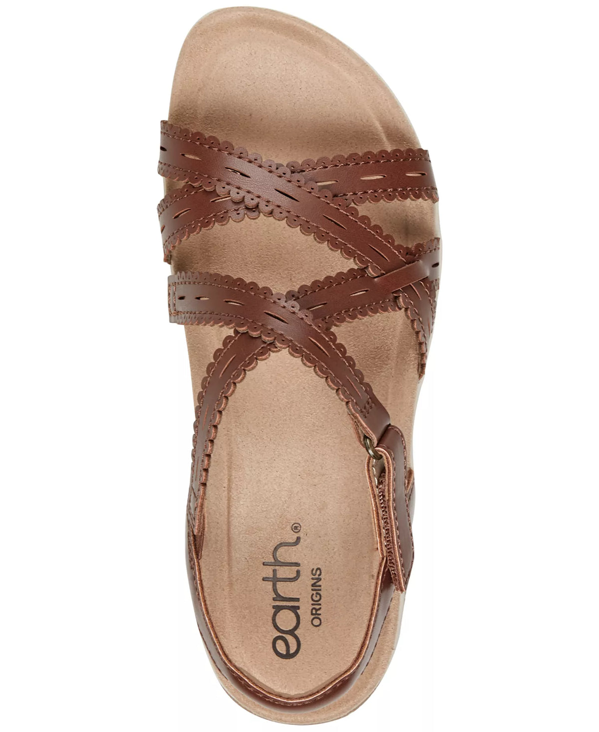 Earth Women's Sanetra Strappy Flat Sandals  Dark Cognac Size 12
