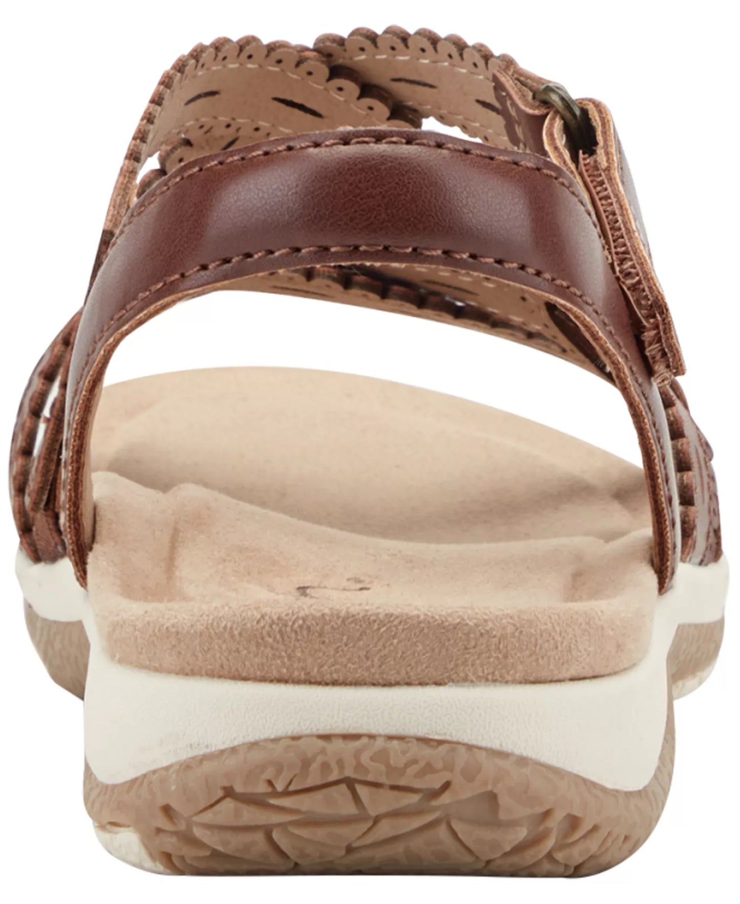 Earth Women's Sanetra Strappy Flat Sandals  Dark Cognac Size 12