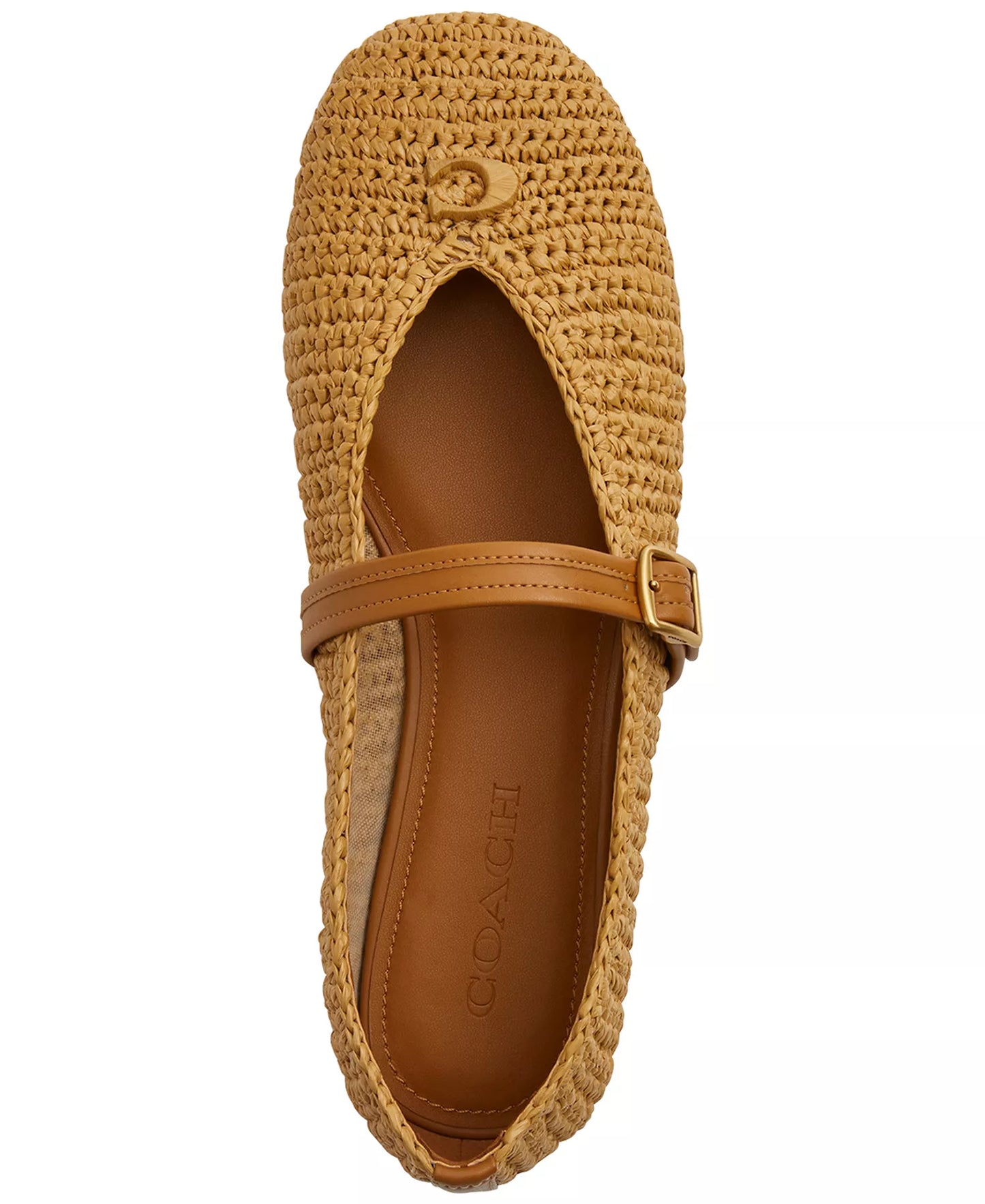 COACH Women's Sculpted C Soft Mary Jane Flats  Natural Size 9