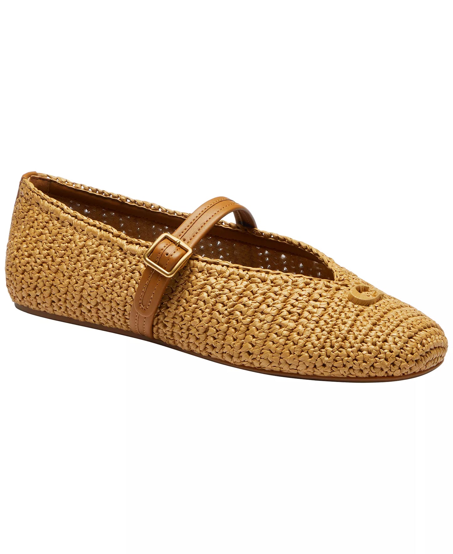 COACH Women's Sculpted C Soft Mary Jane Flats  Natural Size 9
