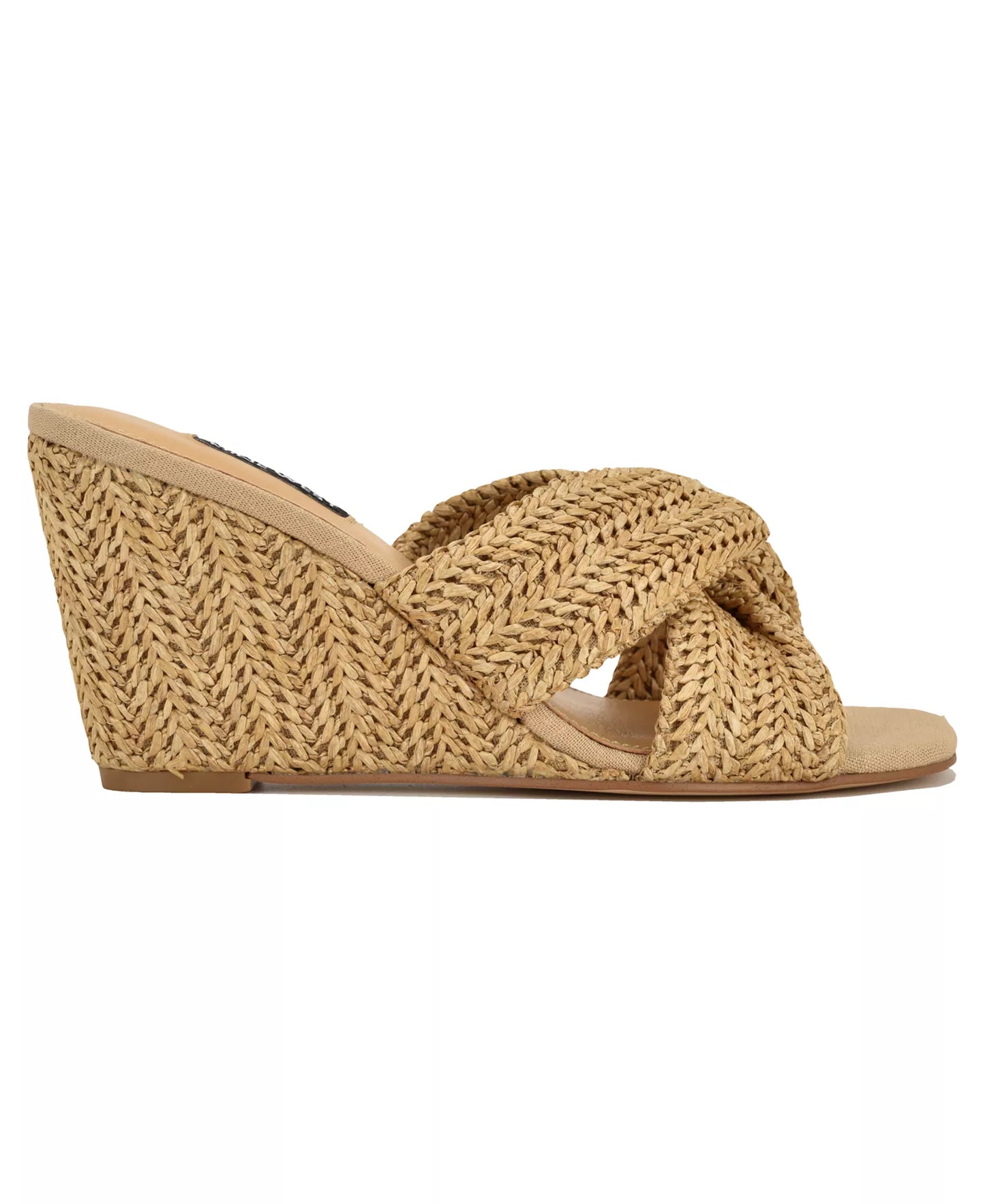 Nine West Women's Nejia Woven Slip-On Wedge Sandals  Natural Size 5