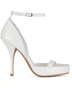 Jeffrey Campbell Women's Gouache Round Toe Dress Sandals  Off White Patent Size 7.5