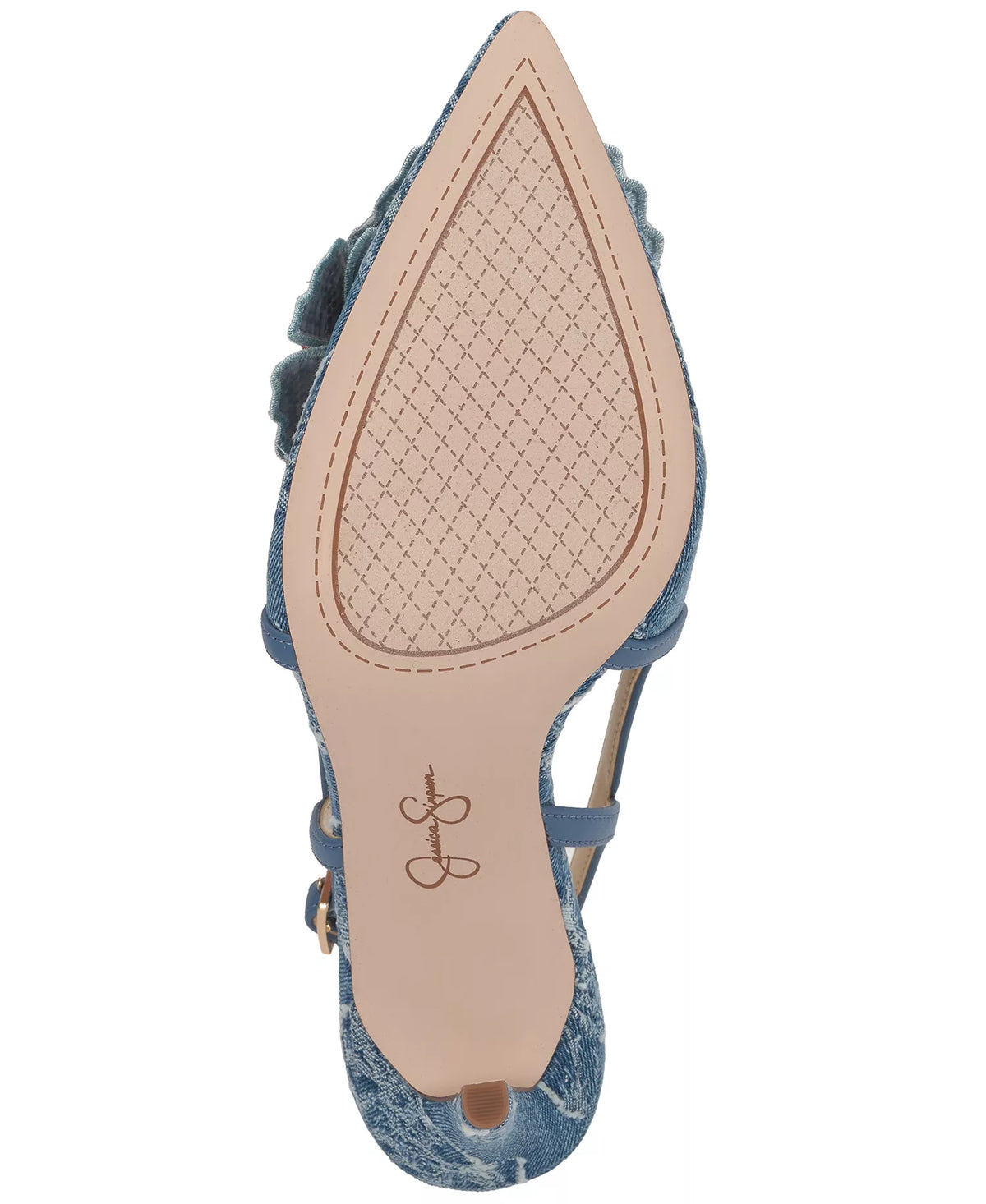 Jessica Simpson Women's Pilitia Floral Slingback Pumps  Medium Blue Frayed Denim Size 7.5