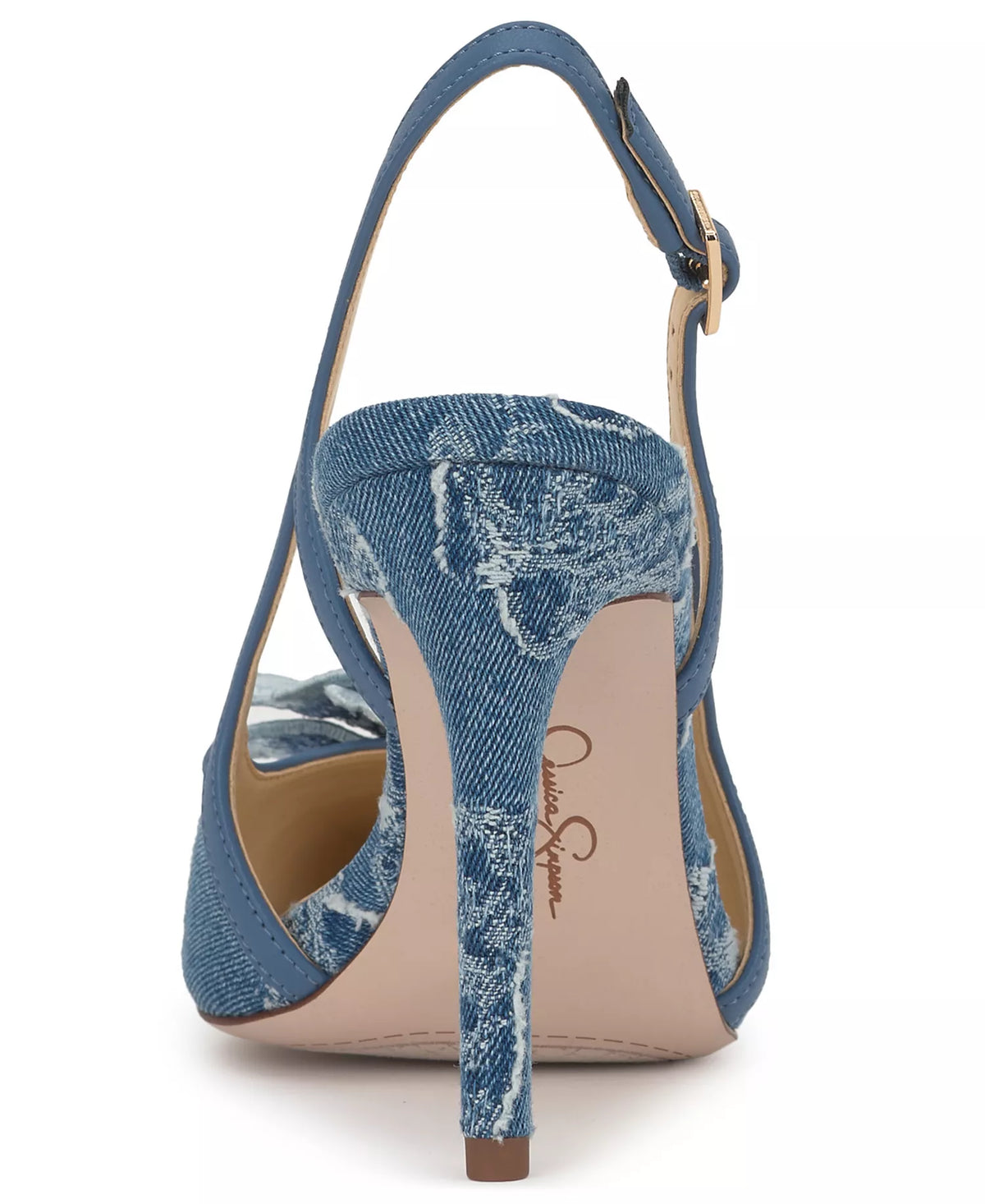 Jessica Simpson Women's Pilitia Floral Slingback Pumps  Medium Blue Frayed Denim Size 7.5