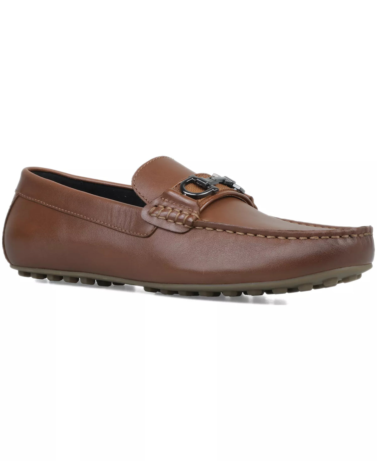 Alfani Men's Jasonn Leather Slip-On Bit Driving Loafers  Cognac Size 11.5