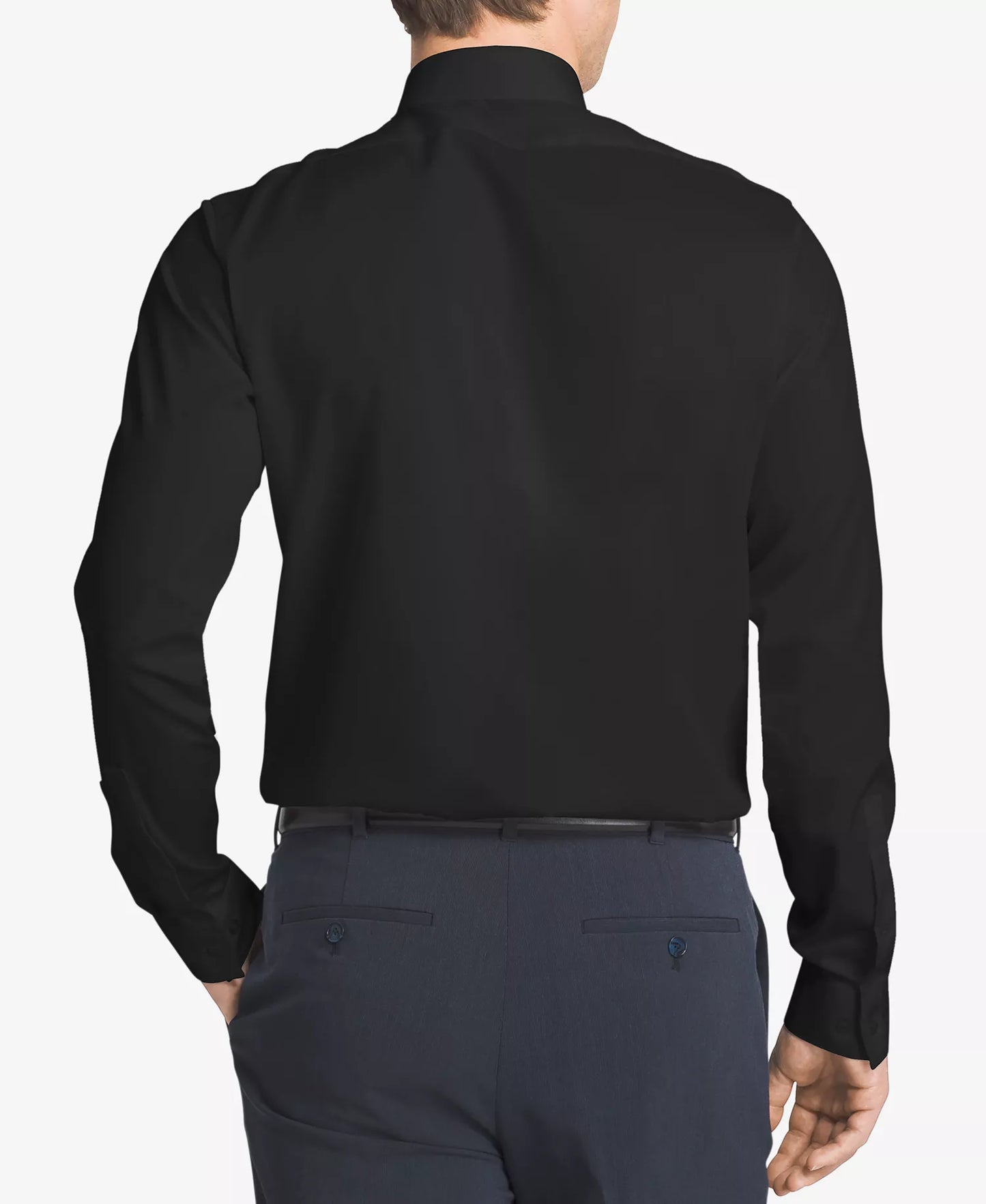 Calvin Klein Men's Slim-Fit Non-Iron Herringbone Dress Shirt  Black 16.5 34/35