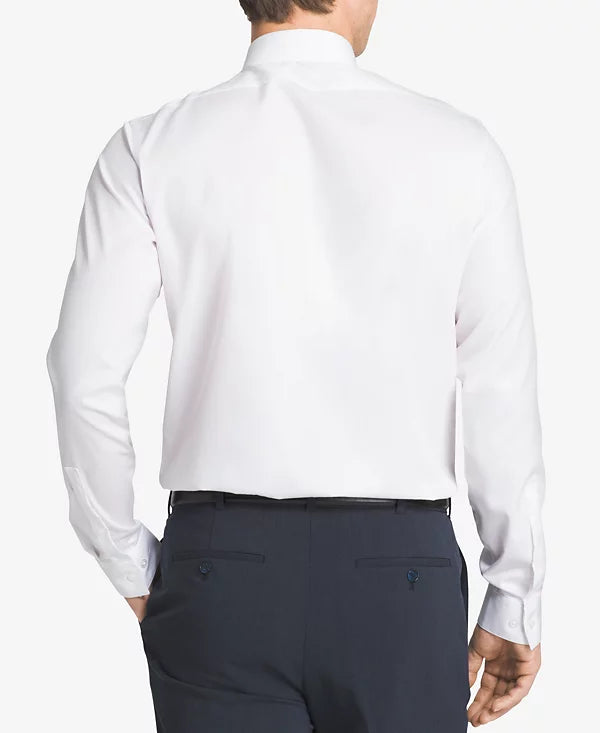 Calvin Klein Men's Slim-Fit Non-Iron Herringbone Dress Shirt  White 15.5 34/35