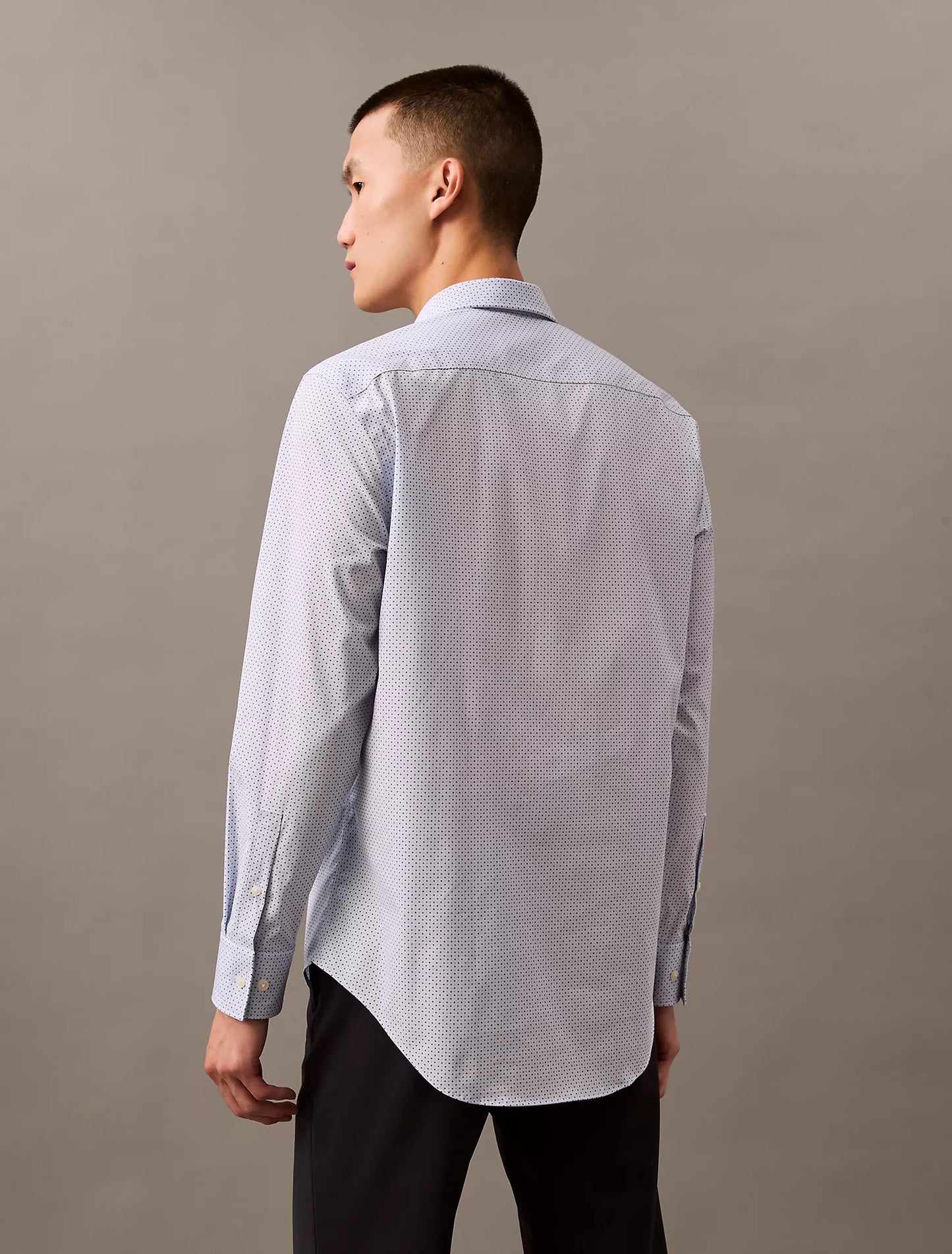 Calvin Klein Men's Regular-Fit Refined Cotton Dress Shirt  Micro Dot Blue 17.5 36/37