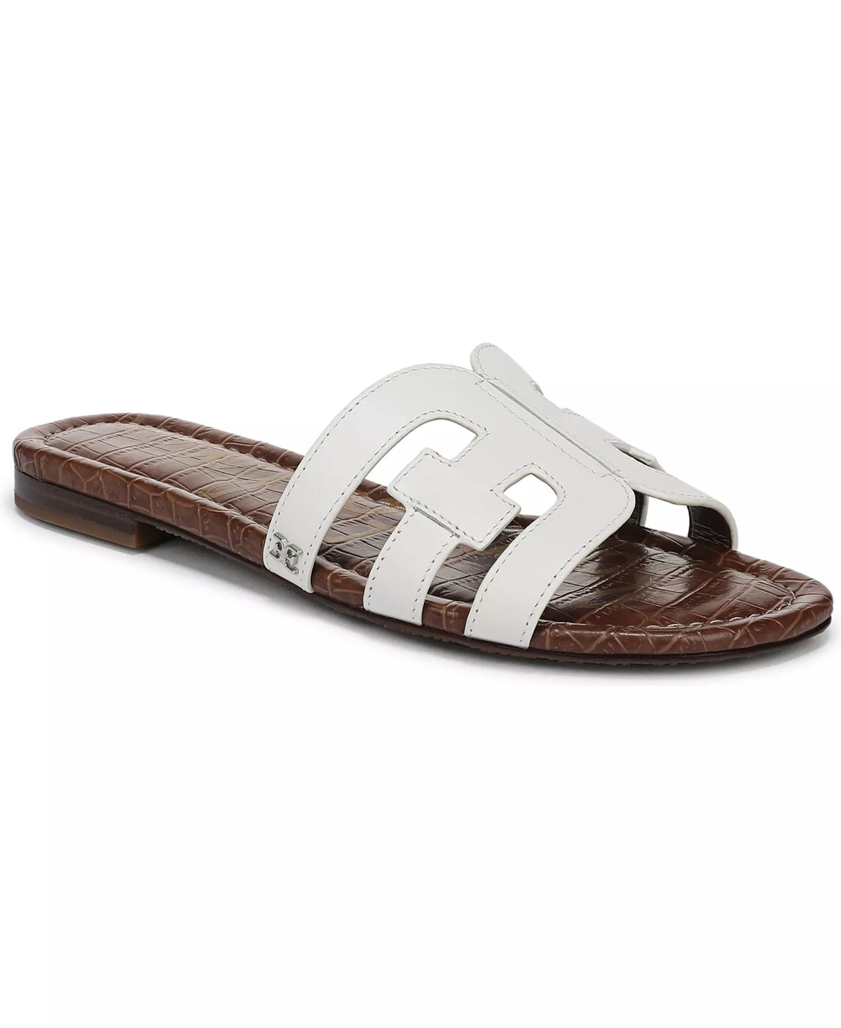 Sam Edelman Women's Bay Slip-On Flat Leather Casual Sandals  Bright White Size 6