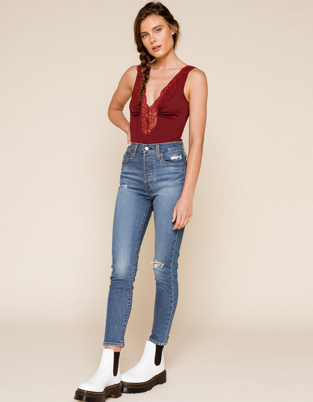 Free People Women's First Call Bodysuit  Color Mauve Swoon Size L