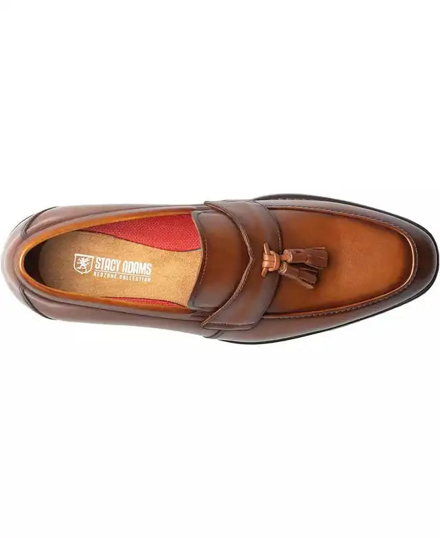Stacy Adams Men's Keeler Moc Toe Tassel Slip On Loafers  Cognac Size 11 (Returned)