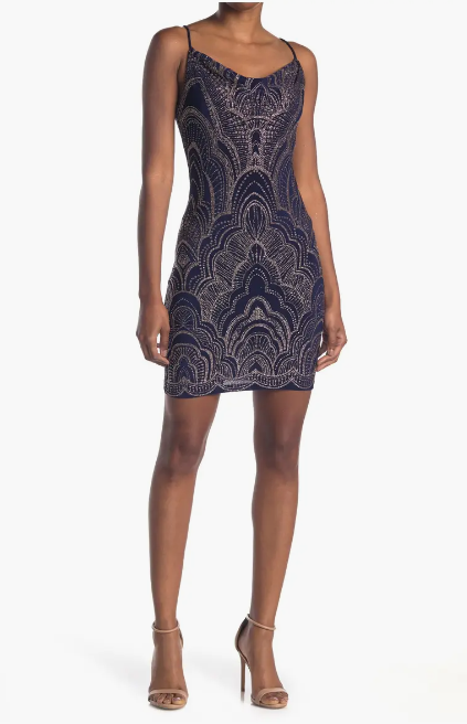 Jump Juniors Glitter-Print Bodycon Dress  Color Slate Size S