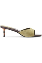 Jeffrey Campbell Women's Ilocos Bamboo Novelty Dress Sandals  Olive Suede Size 10