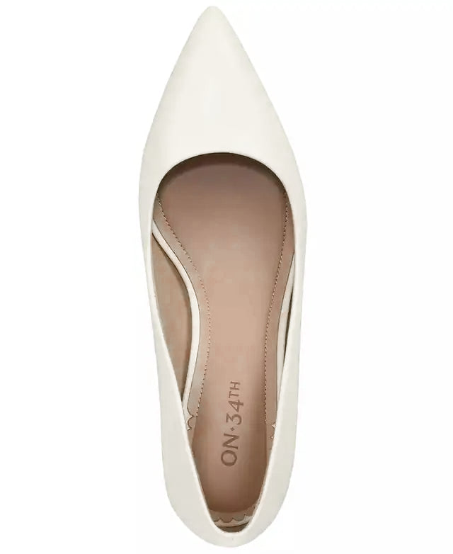 On 34th Women's Mariahh Pointed-Toe Stiletto Heel Pumps  White Smooth Size 7